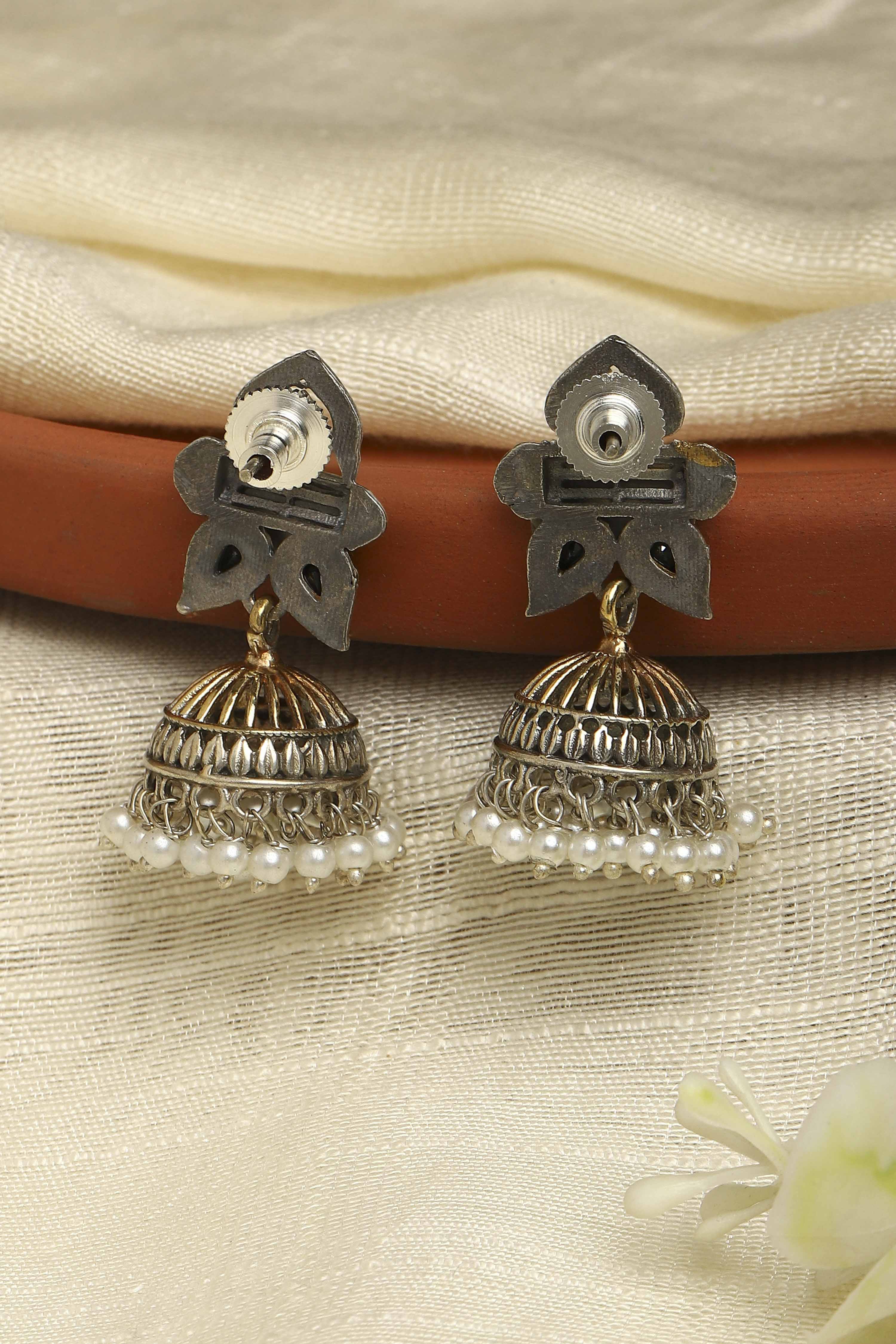Oxidised Gold Brass Jhumka image number 2