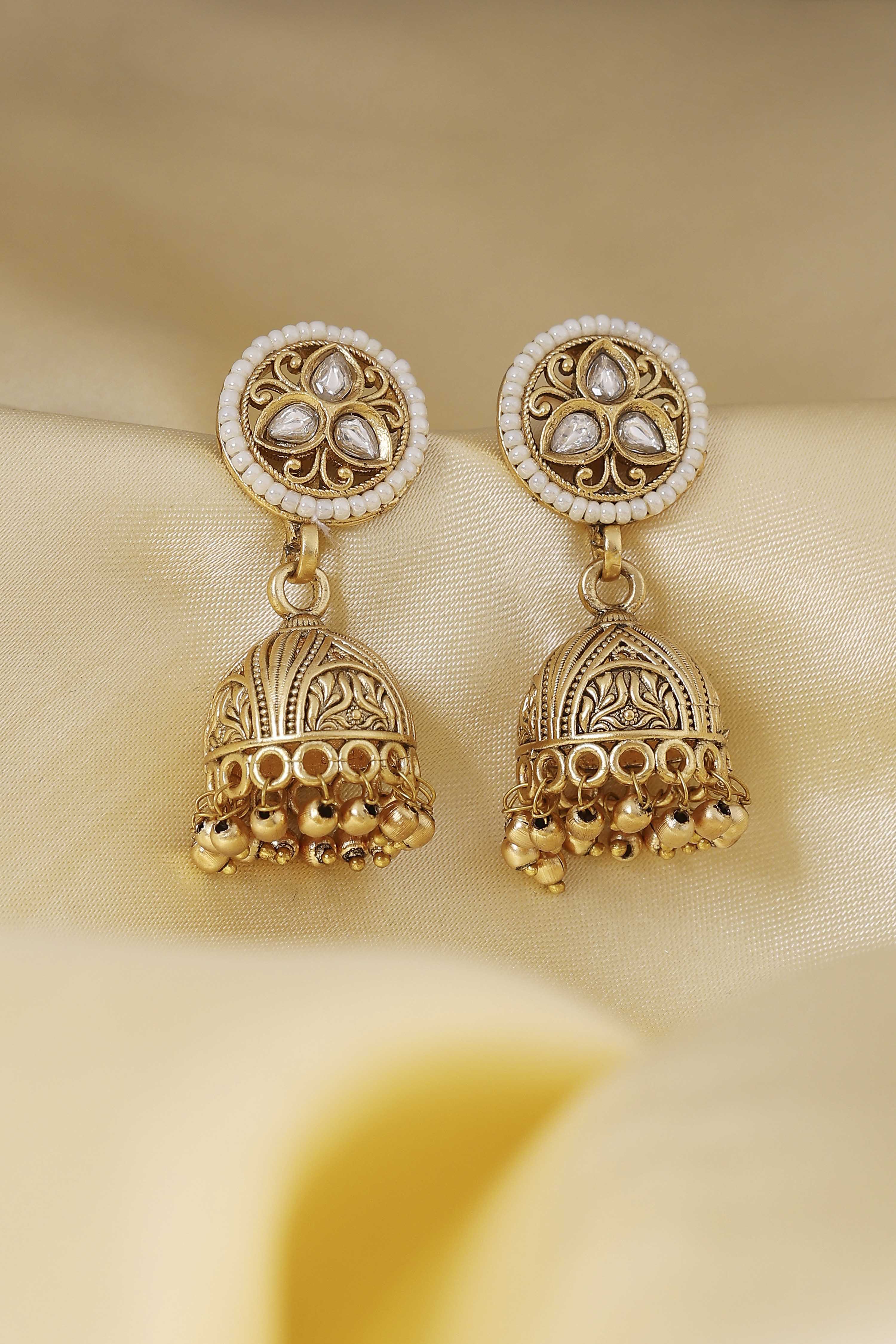 Gold Stone Earrings image number 0