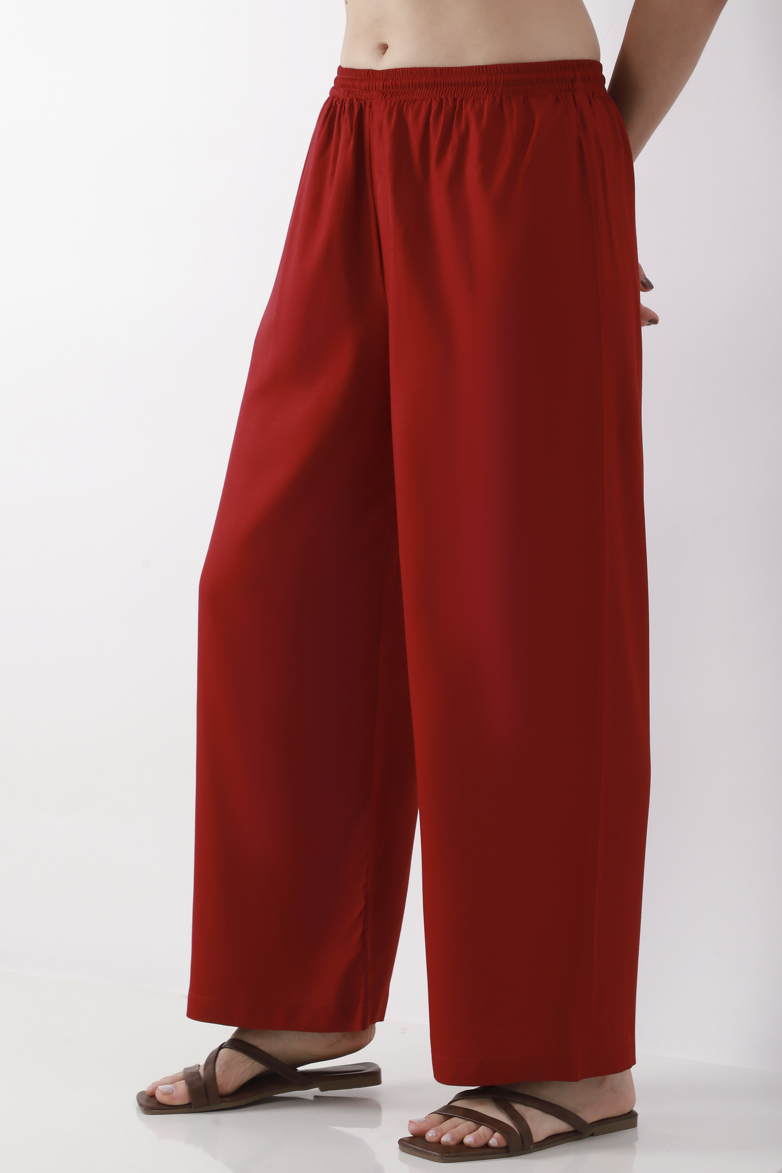 Blue Viscose Rayon Straight Palazzos image number 2