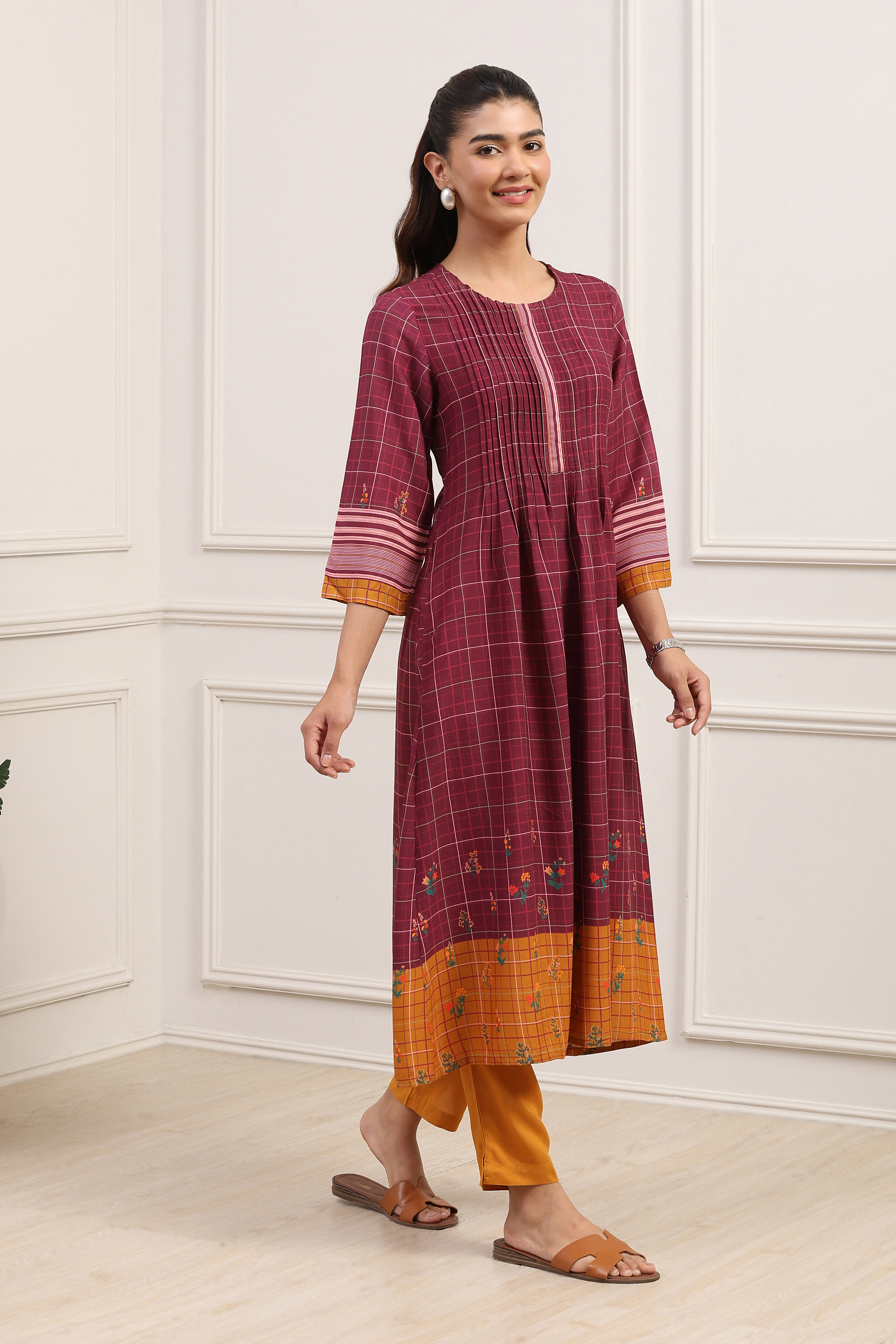 Navy Berry Rayon Flared 2 Piece Set image number 5