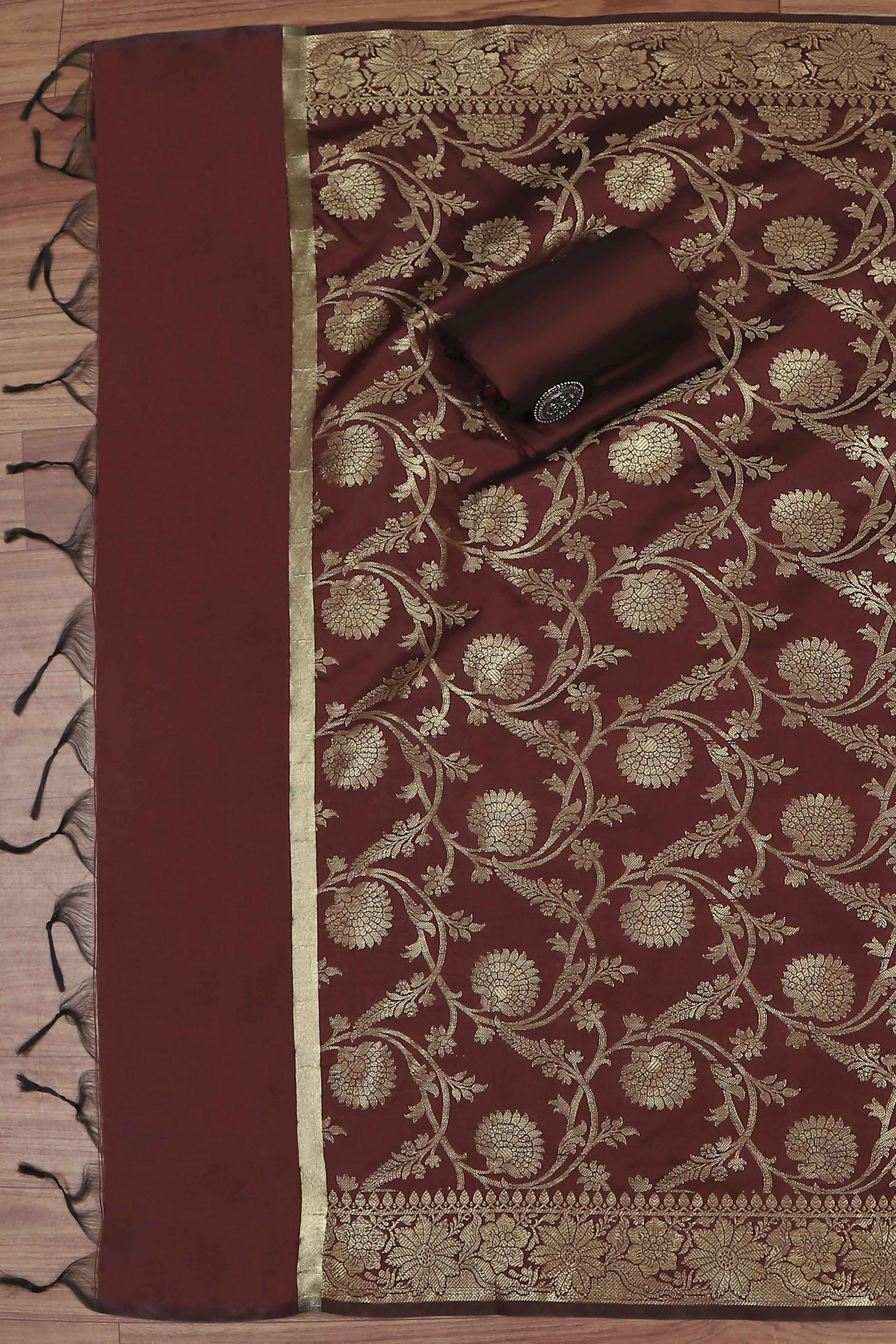 Pink Silk Unstitched Suit Set image number 3