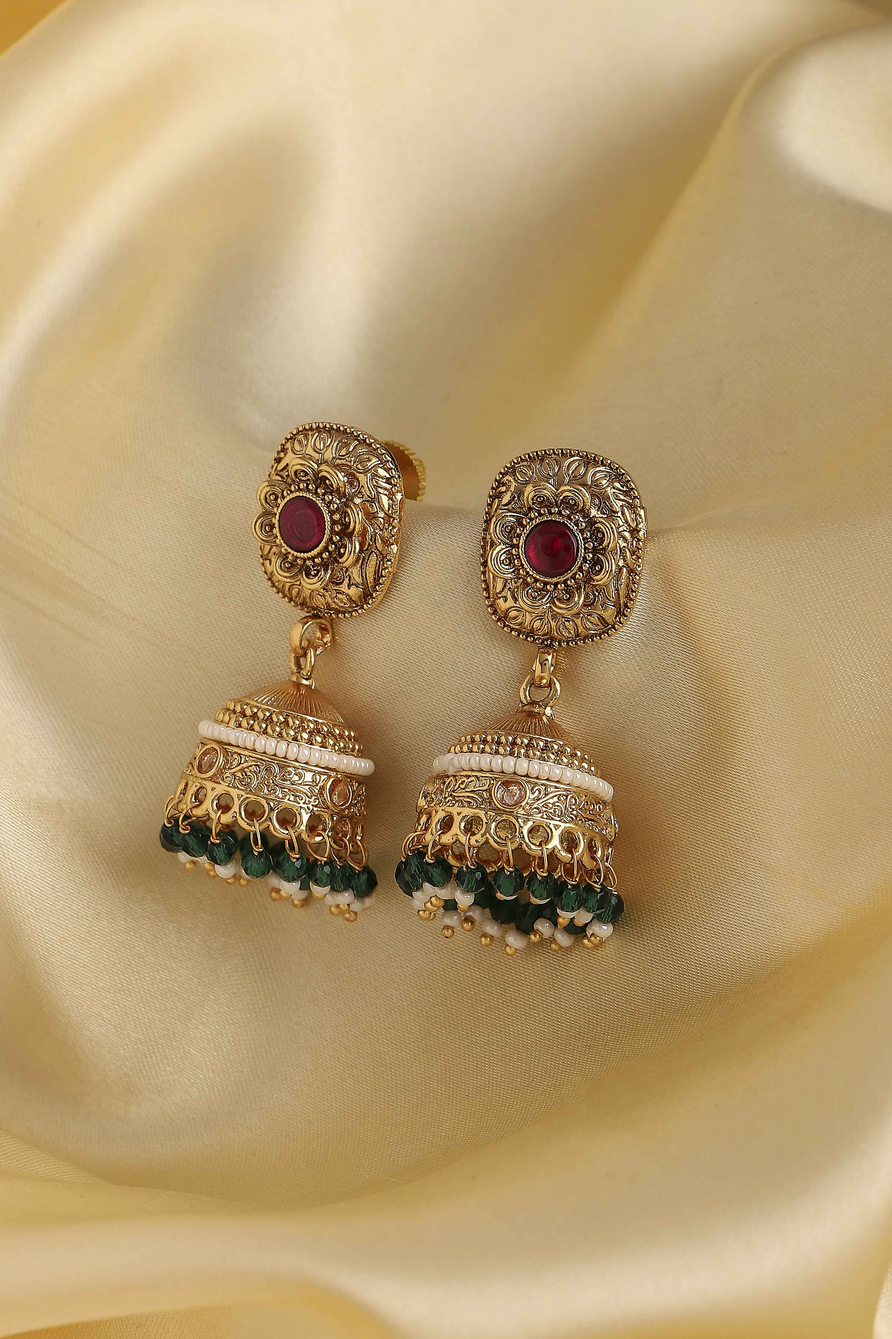 Red Alloy Jhumka image number 0