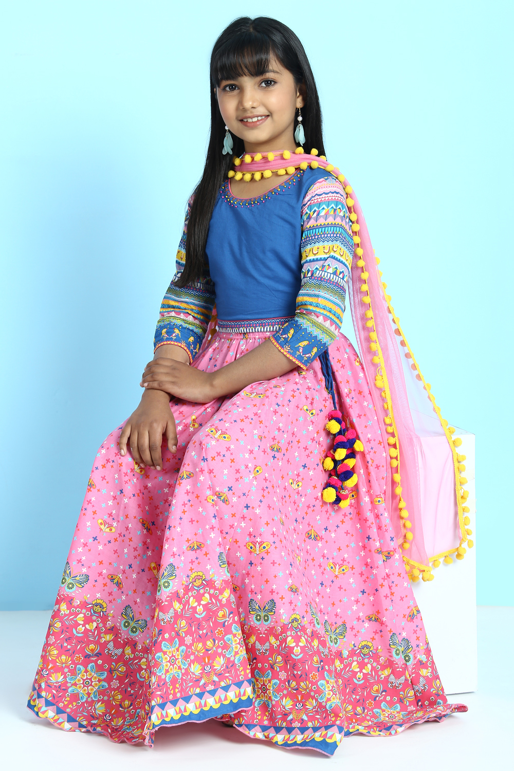 Pink Cotton Lehenga Set image number 0
