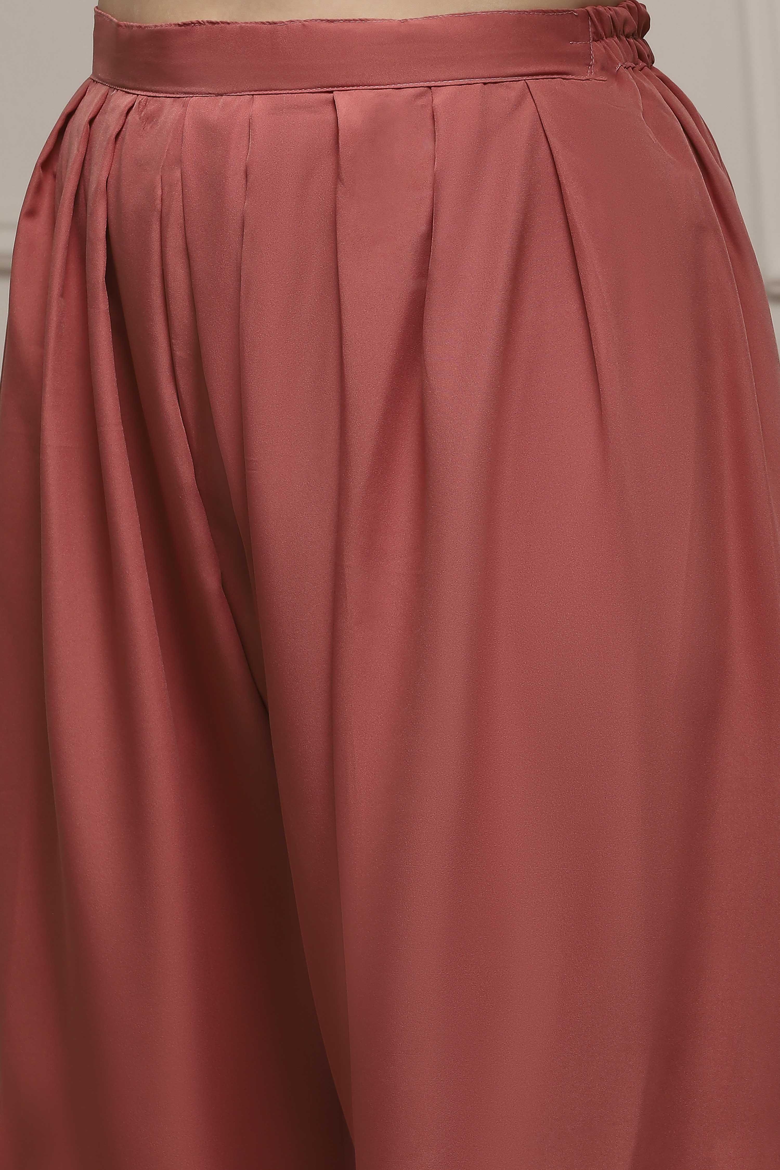 Brown Poly Crepe Digital Print Unstitched Suit Set image number 3