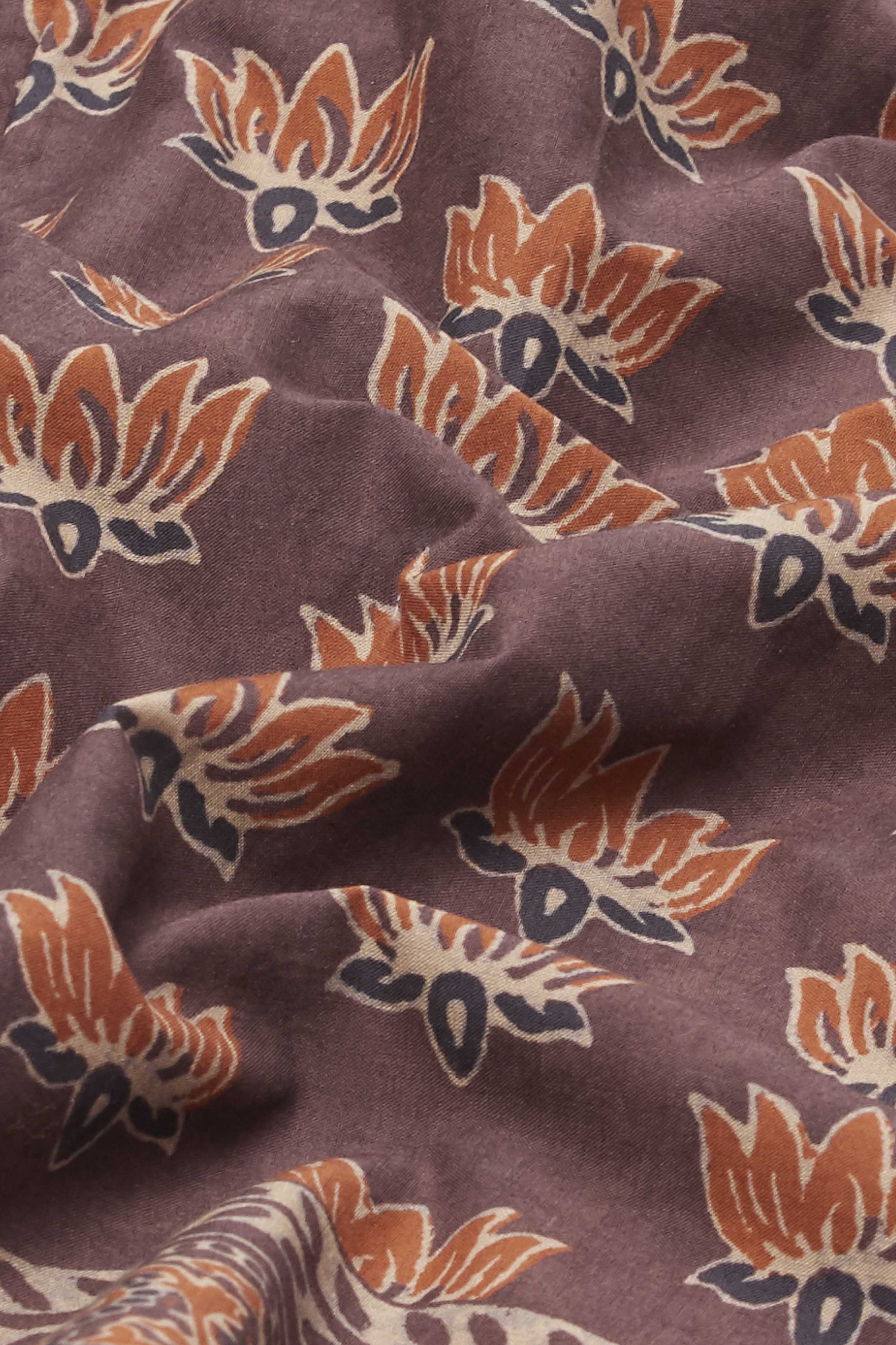 Brown Cotton Floral Printed Halter Kurti image number 2