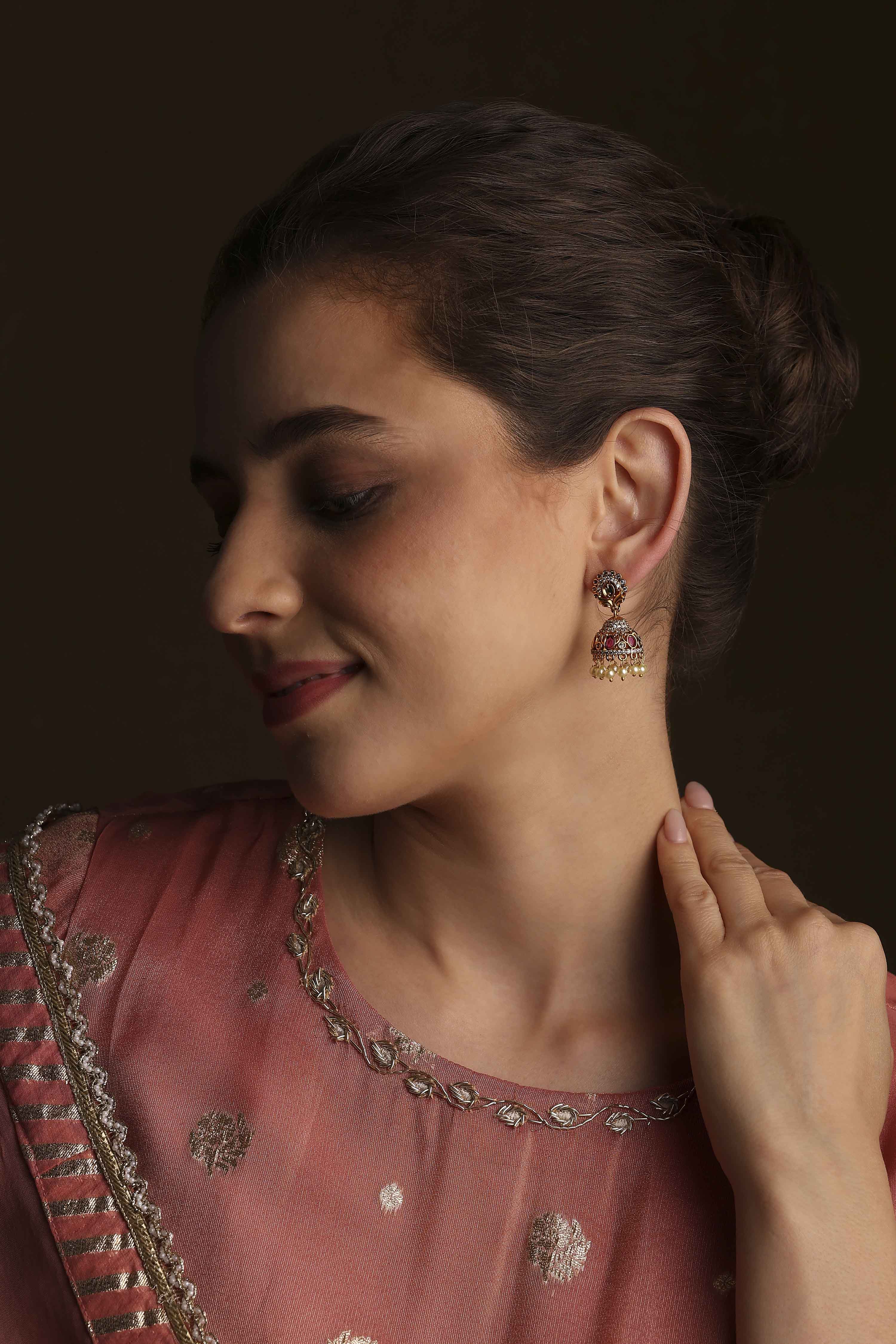 Multicolor Brass Jhumka image number 3