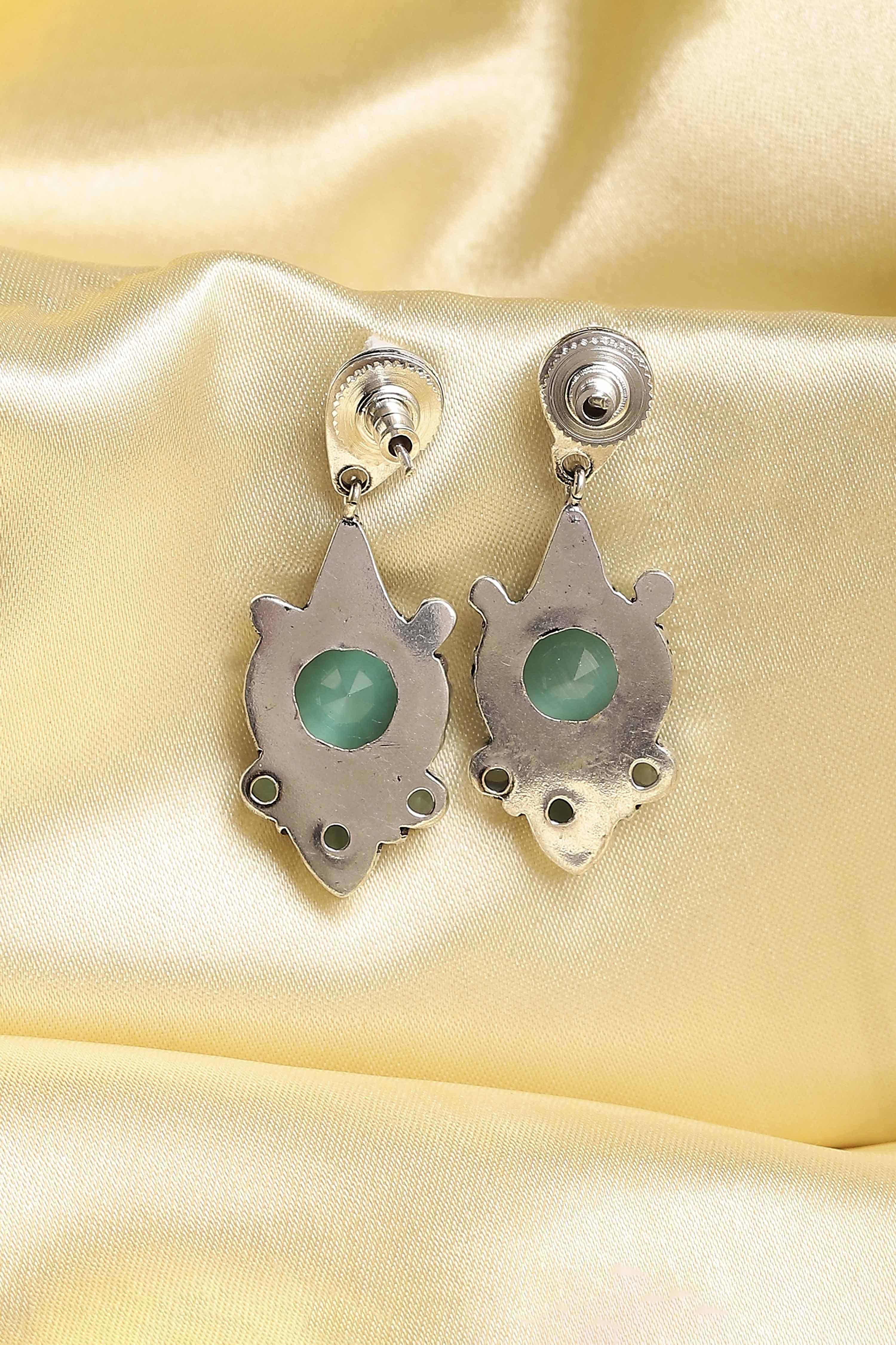 Mint Green Brass Jhumka image number 2