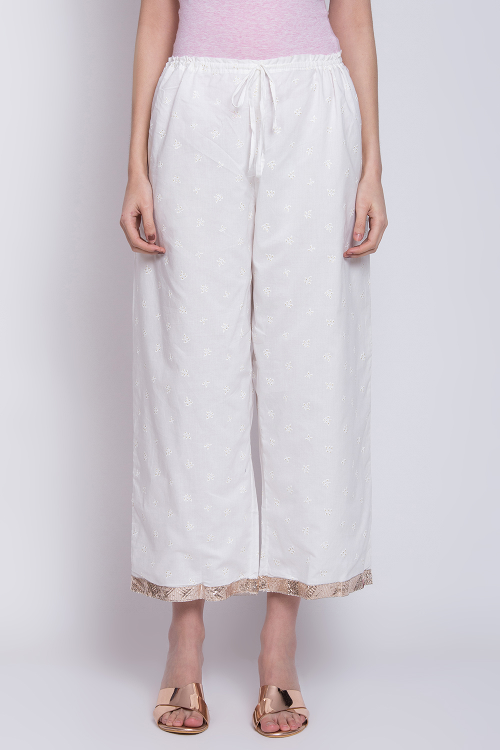 White Cotton Palazzo image number 0