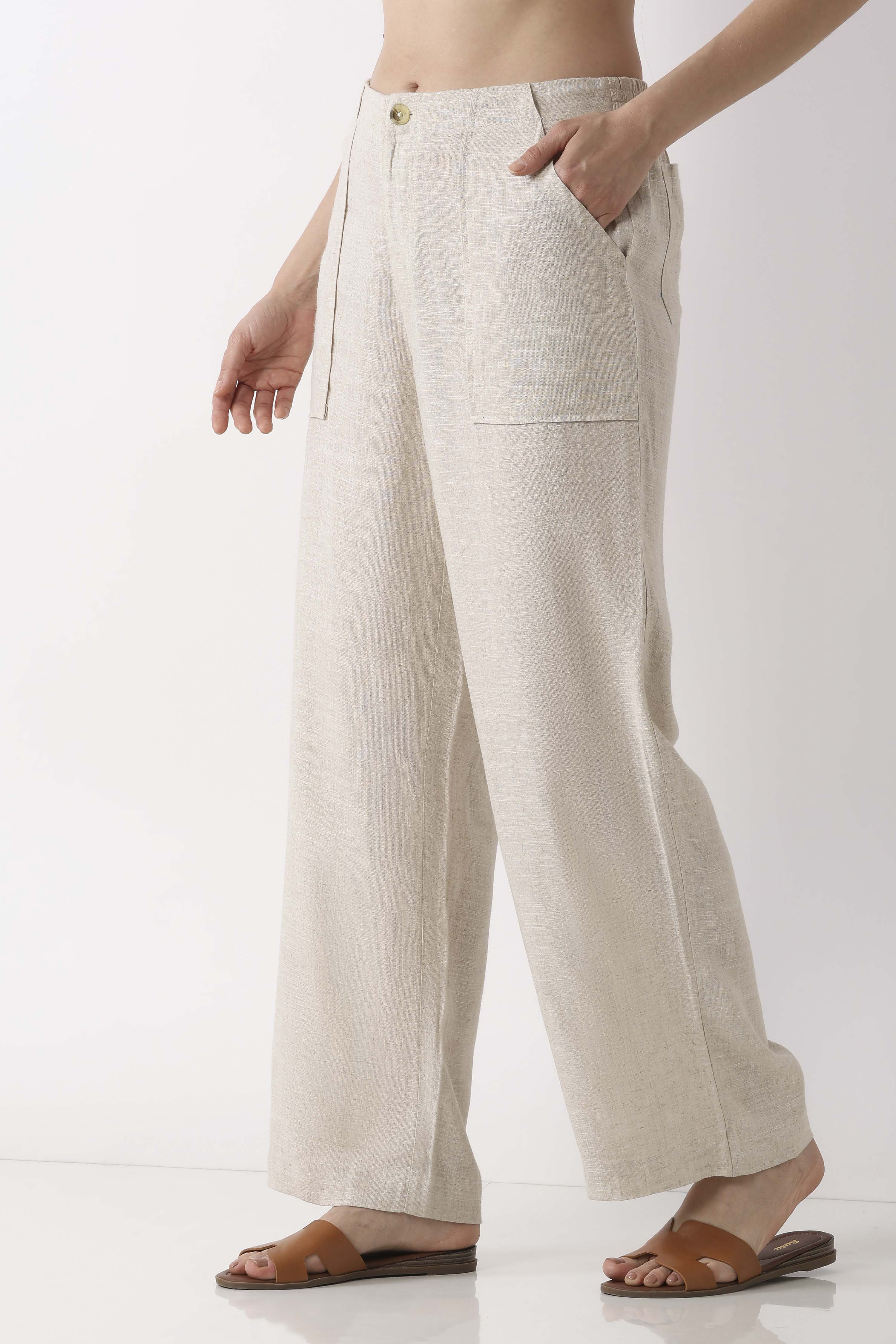 Natural Viscose Blend Loose Pants image number 2