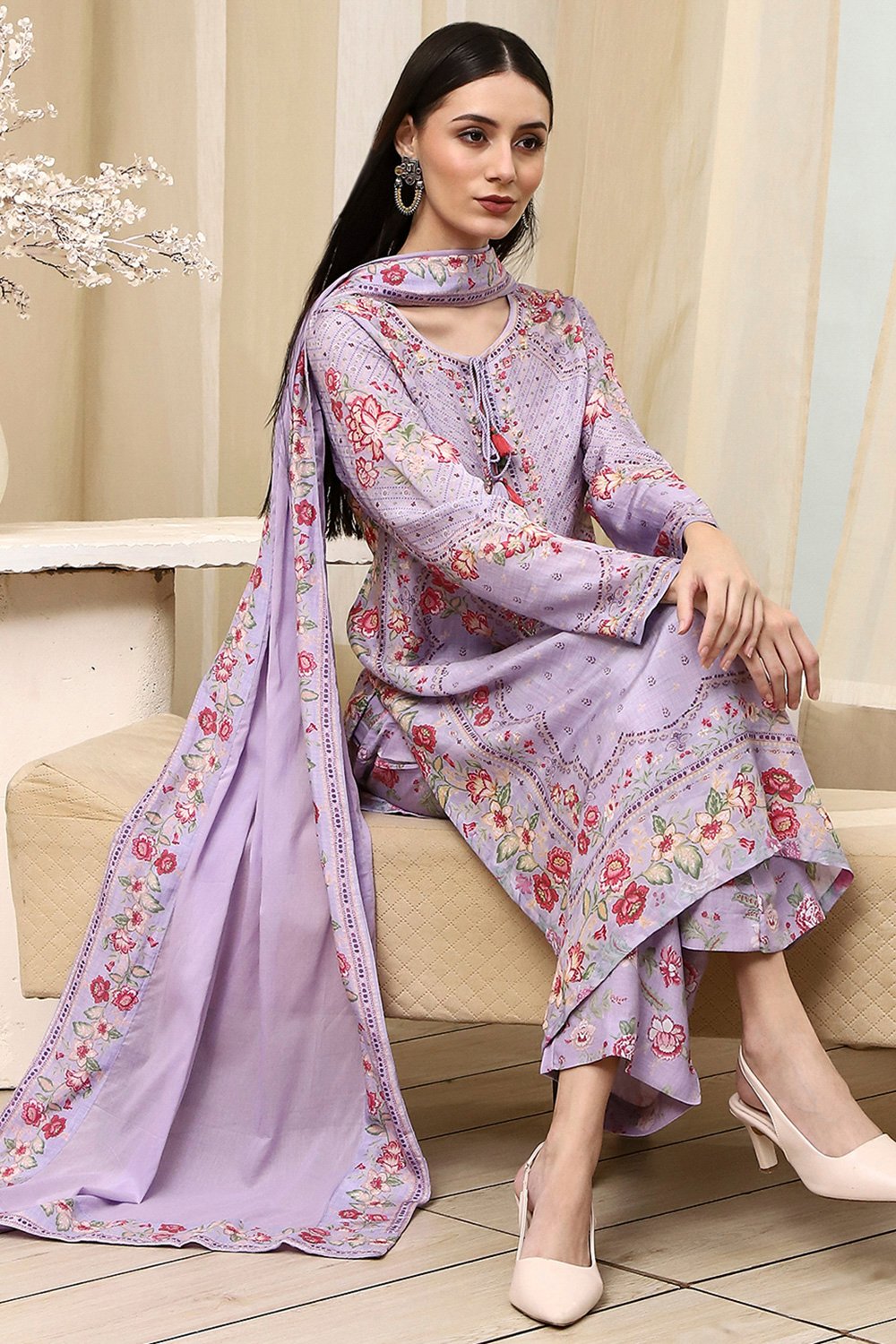 Pista Green Modal Blend Straight Suit Set image number 0