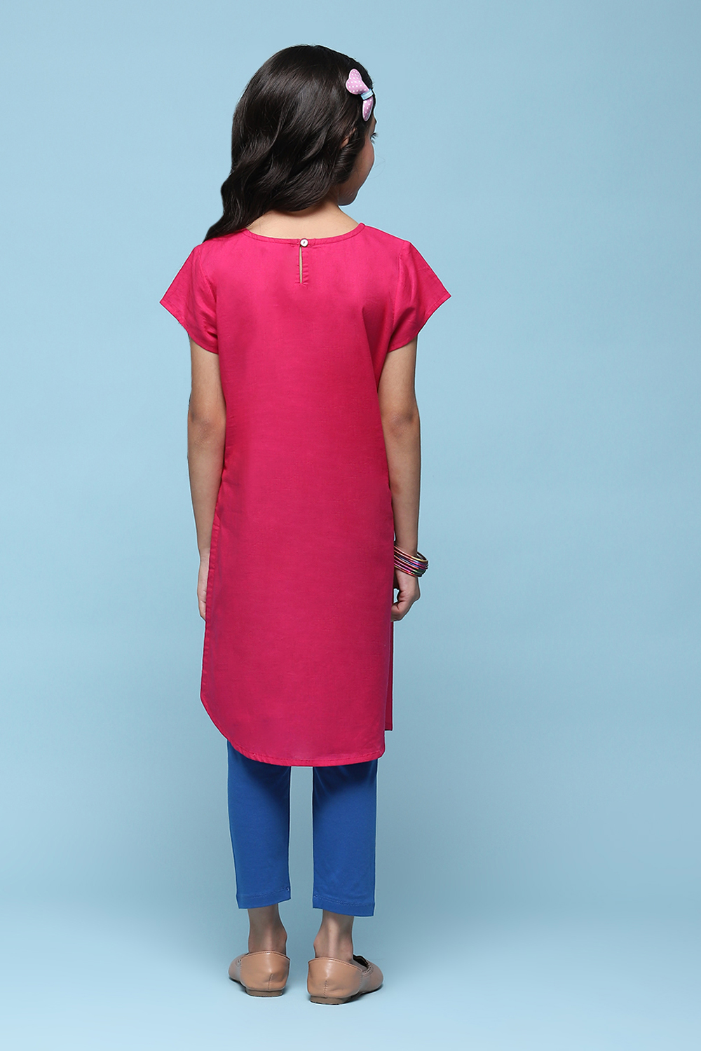 Blue Cotton Straight Solid Kurta Set image number 4