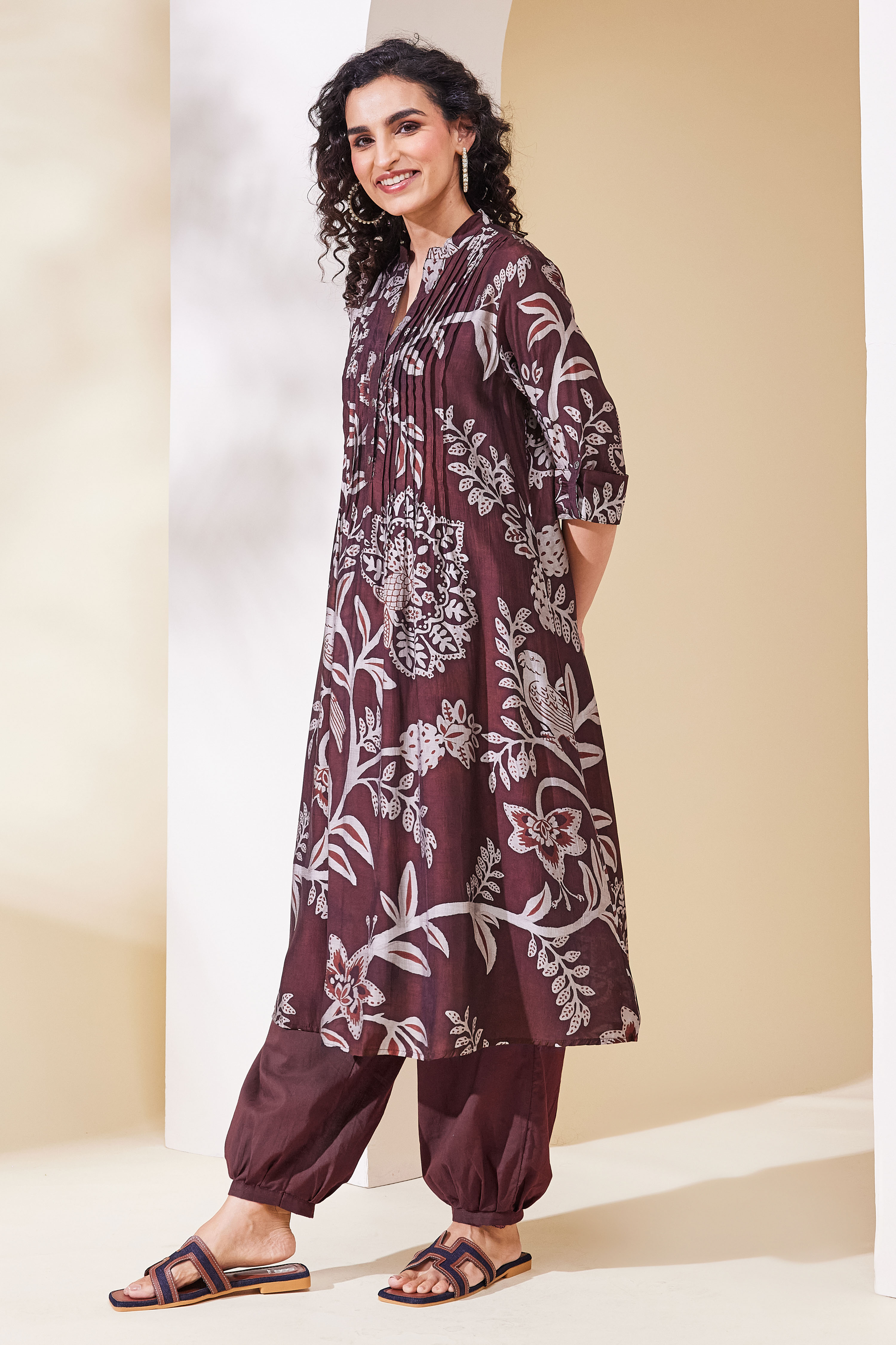 Brown Viscose Blend Straight Kurta image number 2