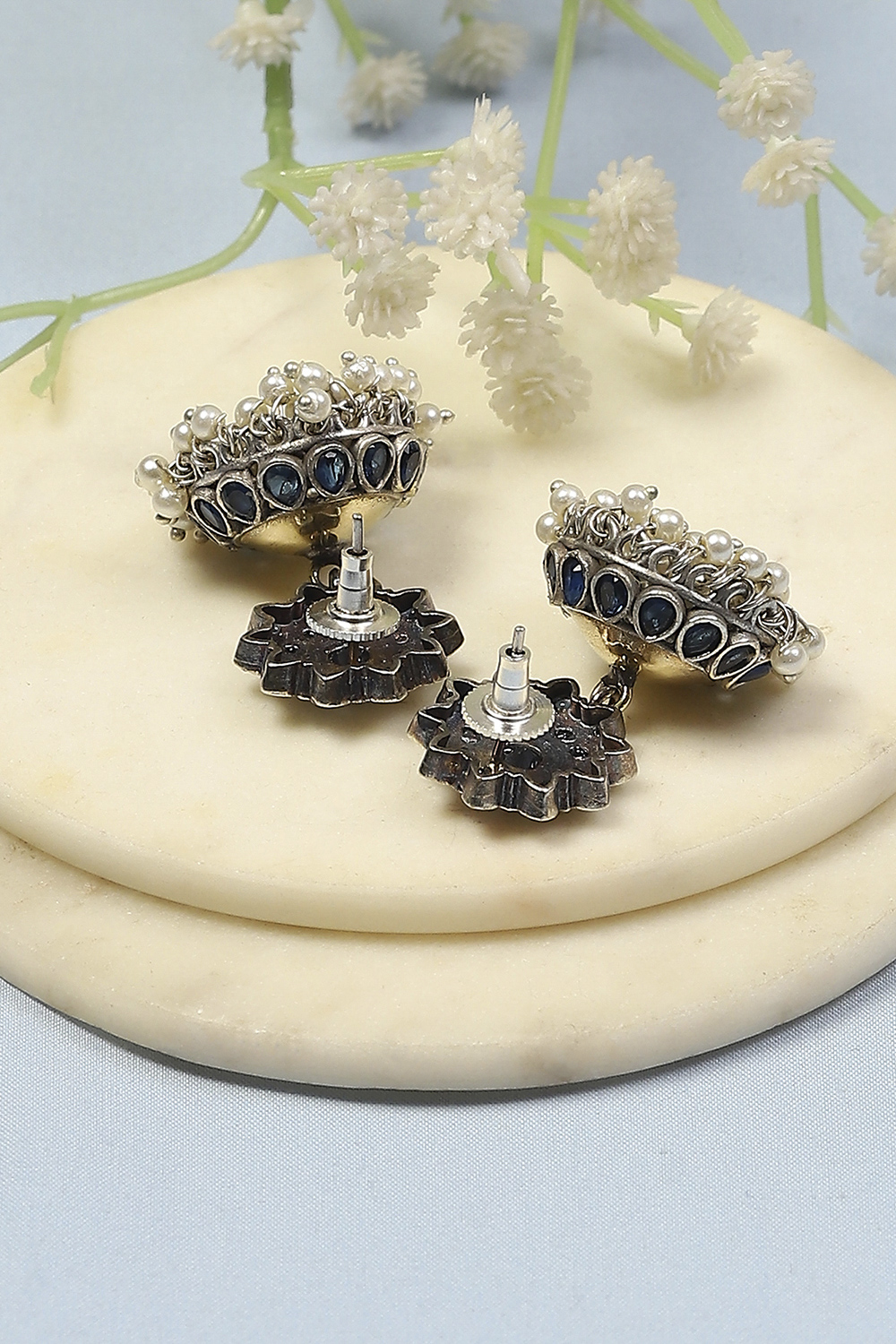 Navy Brass Jhumka image number 2