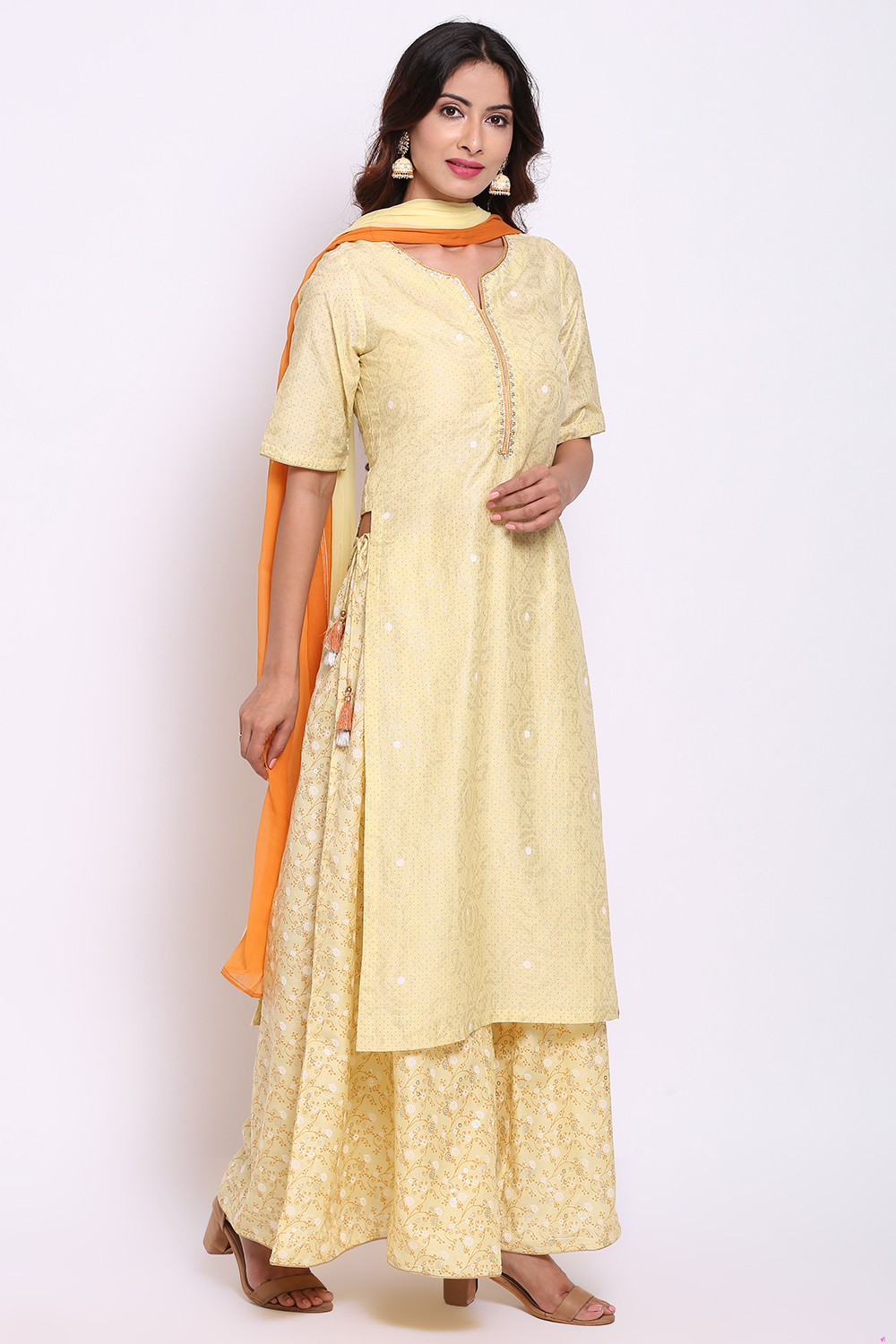 Onion Pink Art Silk Straight Kurta Sharara Suit Set image number 3