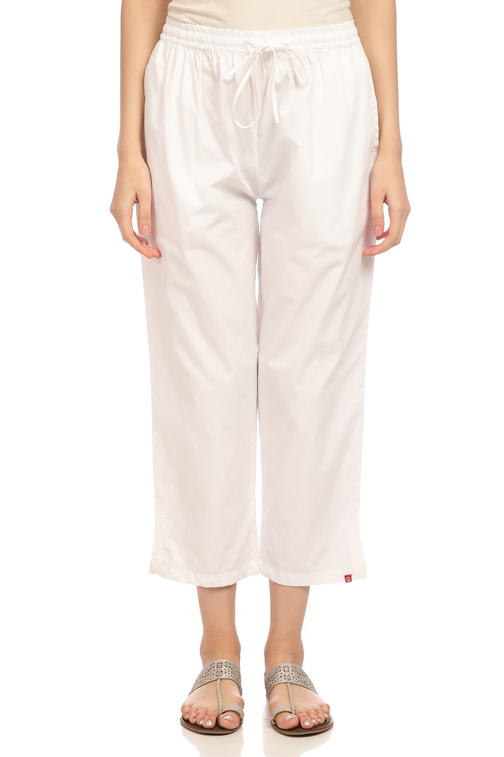 White Cotton Pants image number 0