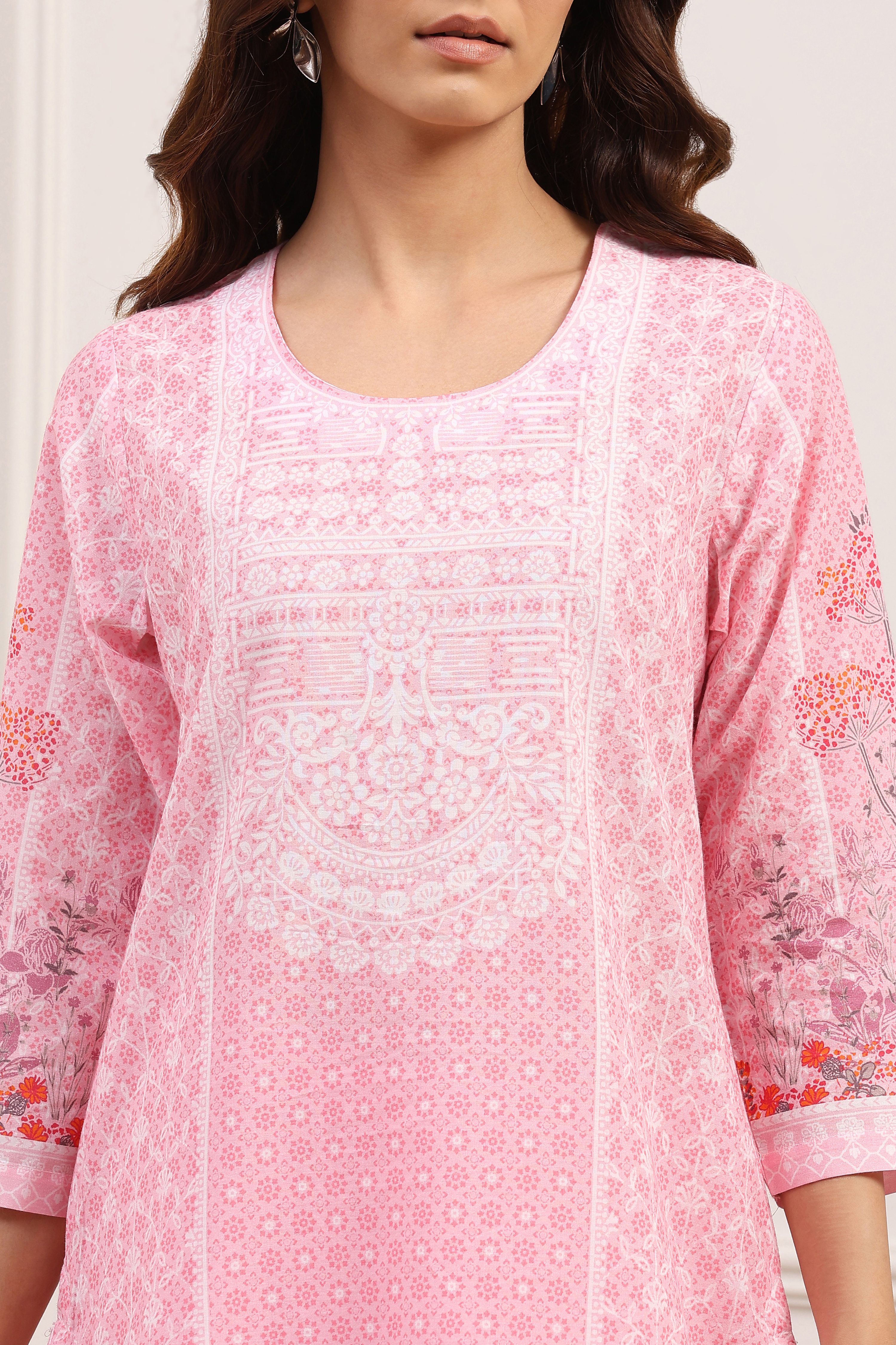 Powder Blue Cotton Straight Kurta Palazzo Suit Set image number 1