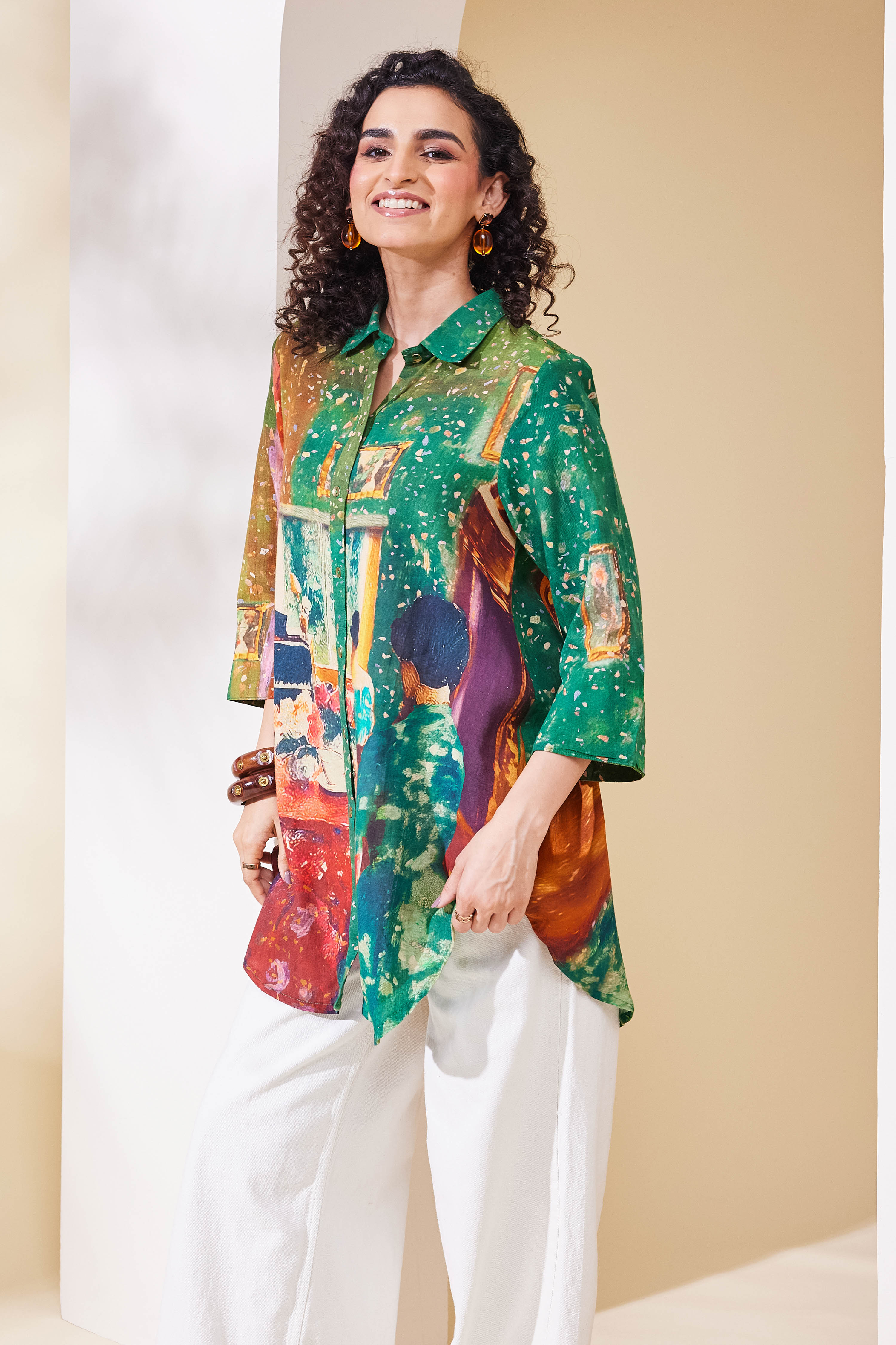 Green Viscose Rayon Straight Kurta image number 2