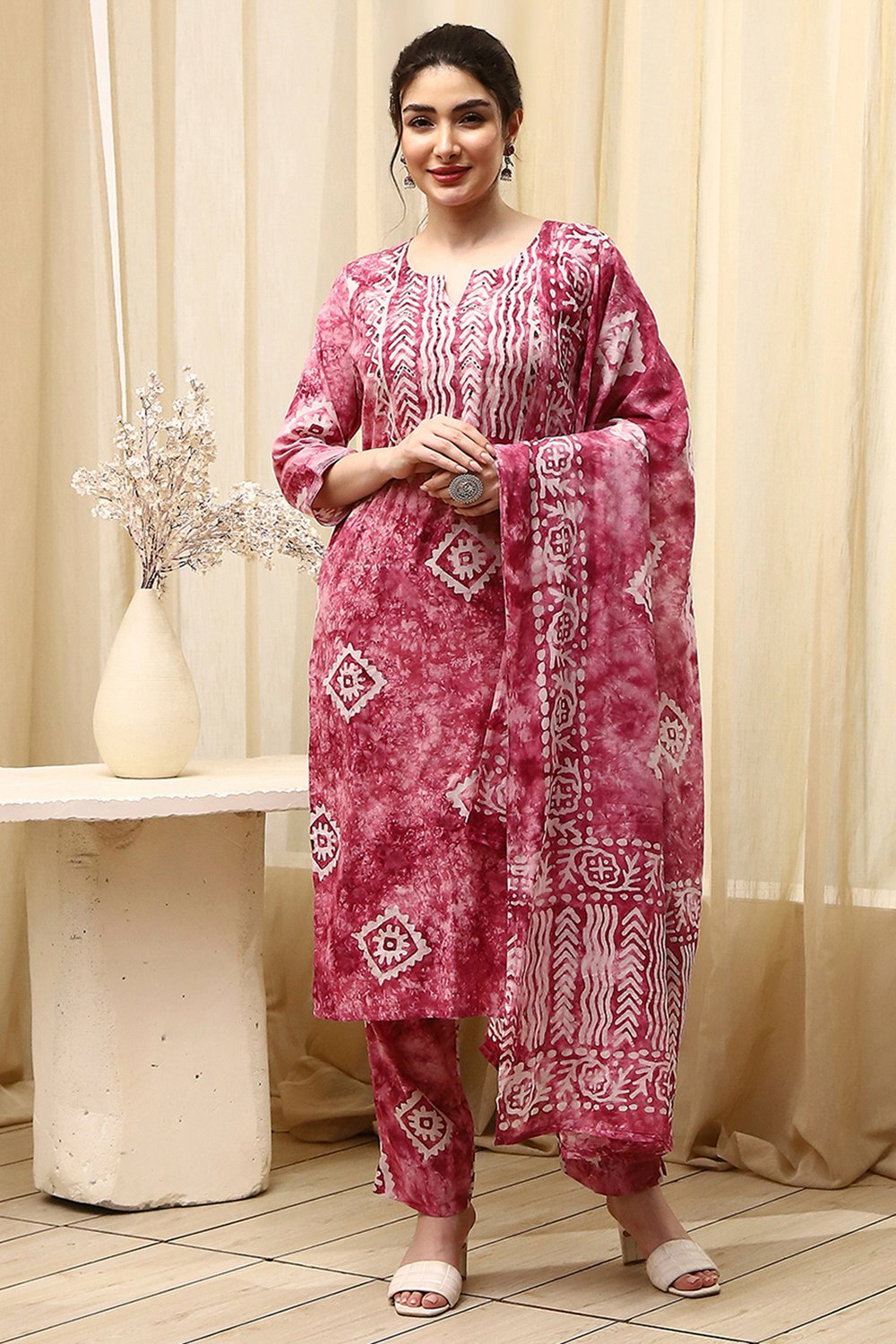 Blue Cotton  Unstitched Suit Set image number 1