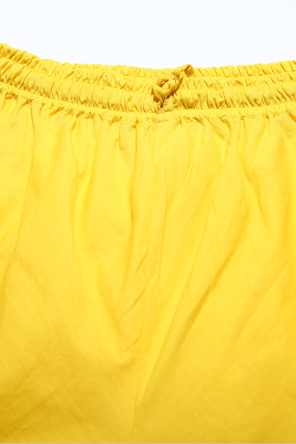 Yellow Cotton Double Layered Kurta Churidar Suit Set image number 3