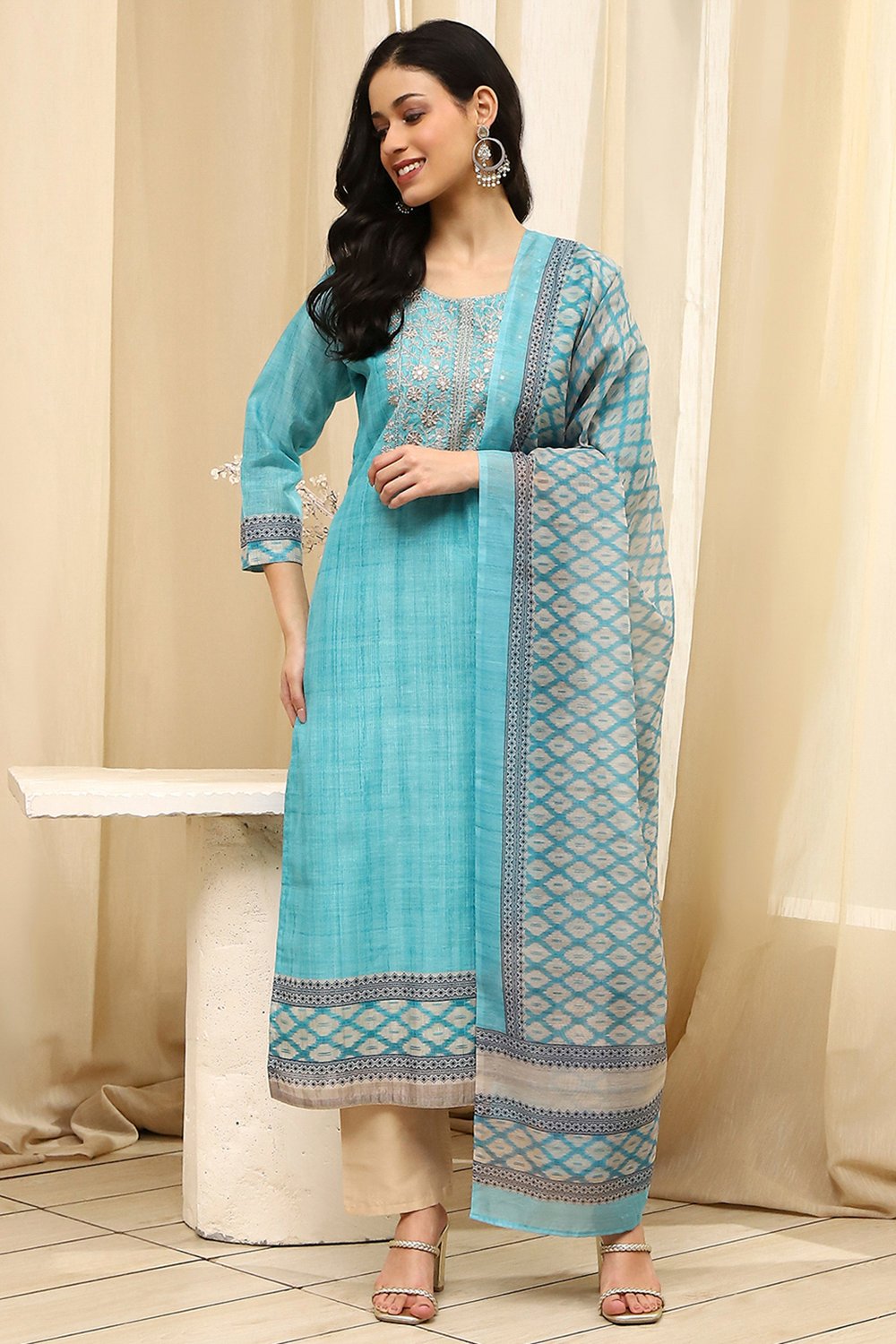 Pink Cotton Machine-Embroidered Unstitched Suit Set image number 7