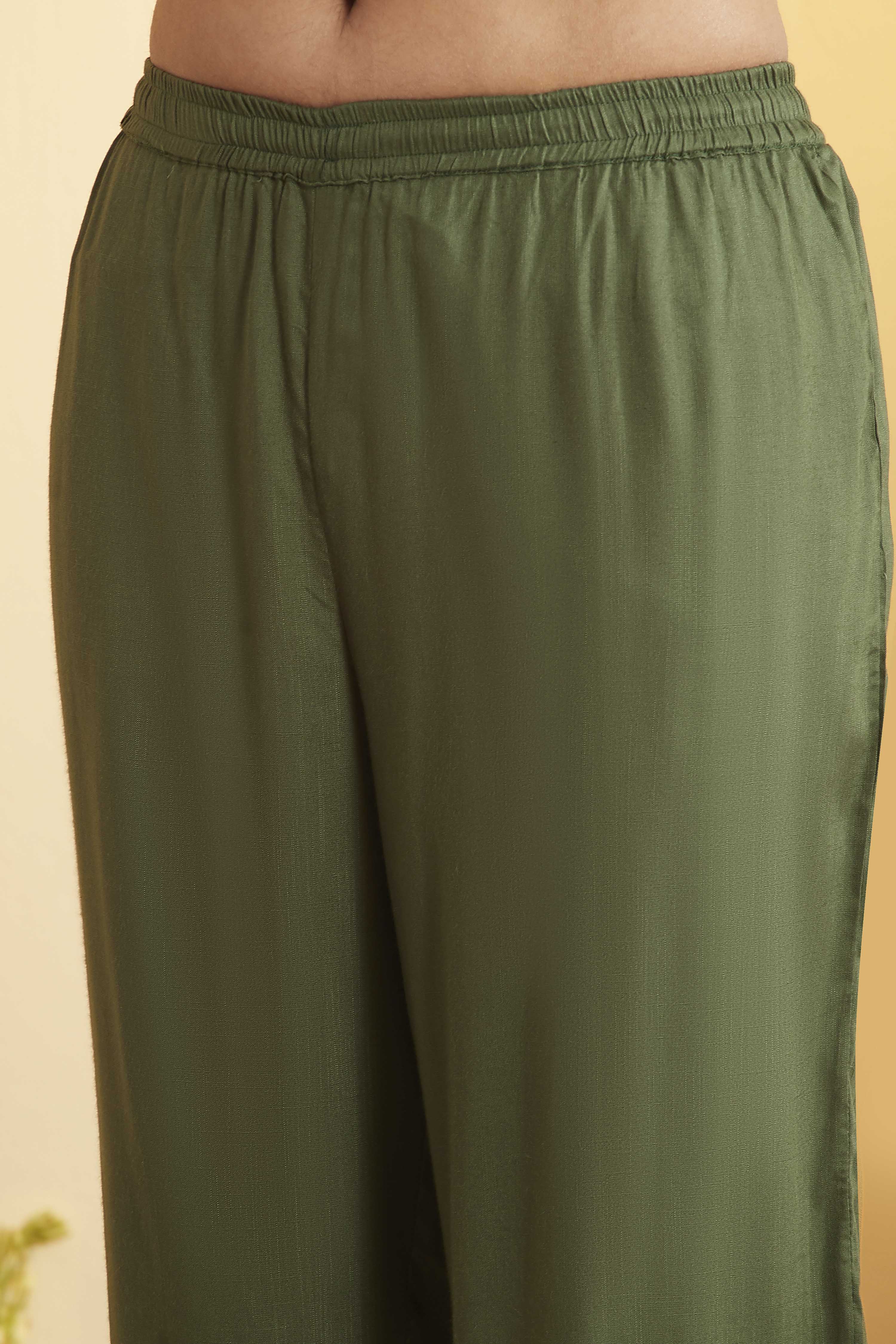 Beige Rayon Slub Straight Kurta Pants Set image number 2