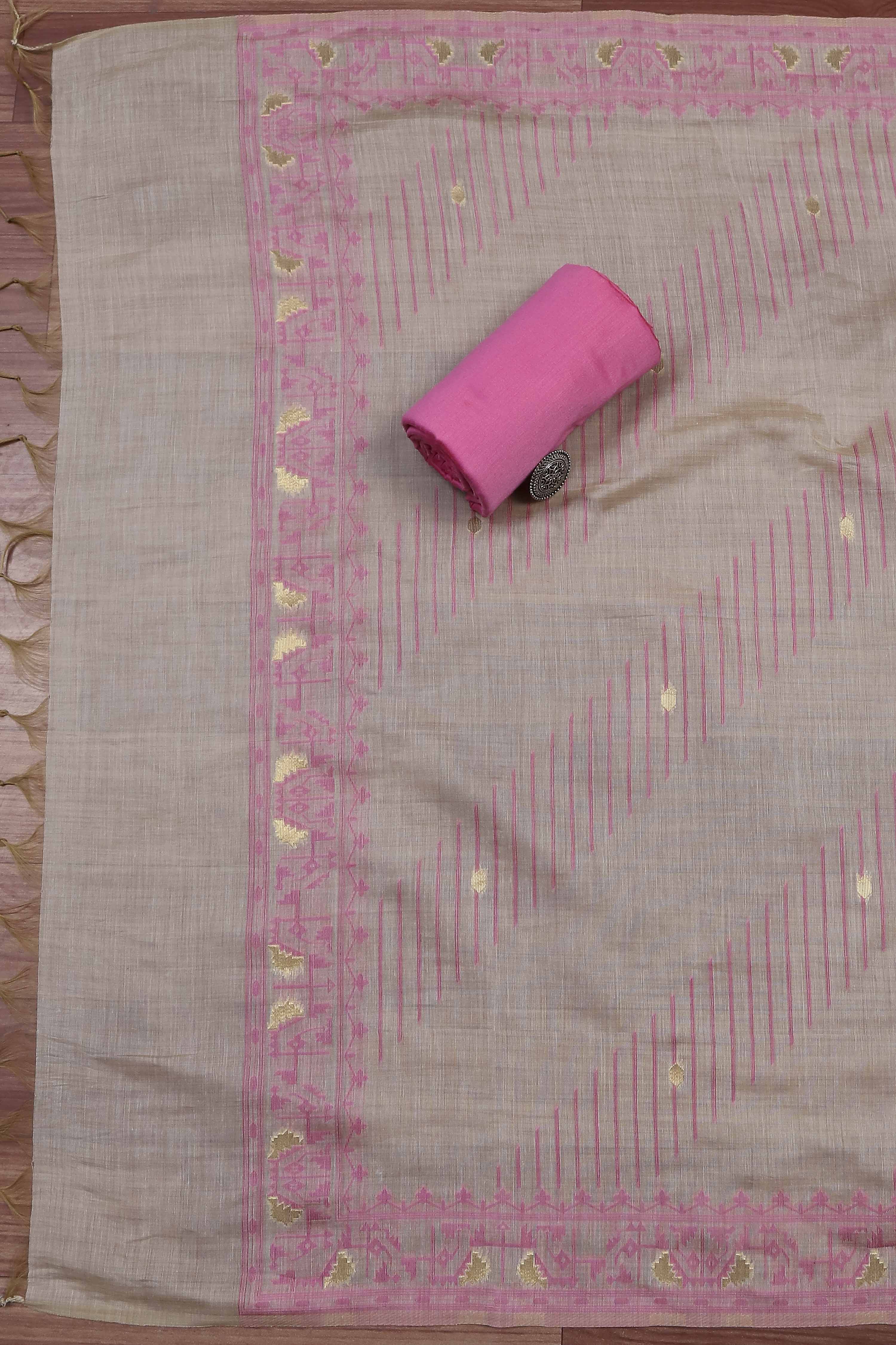 Blue Cotton Jamdani Unstitched Suit Set image number 3