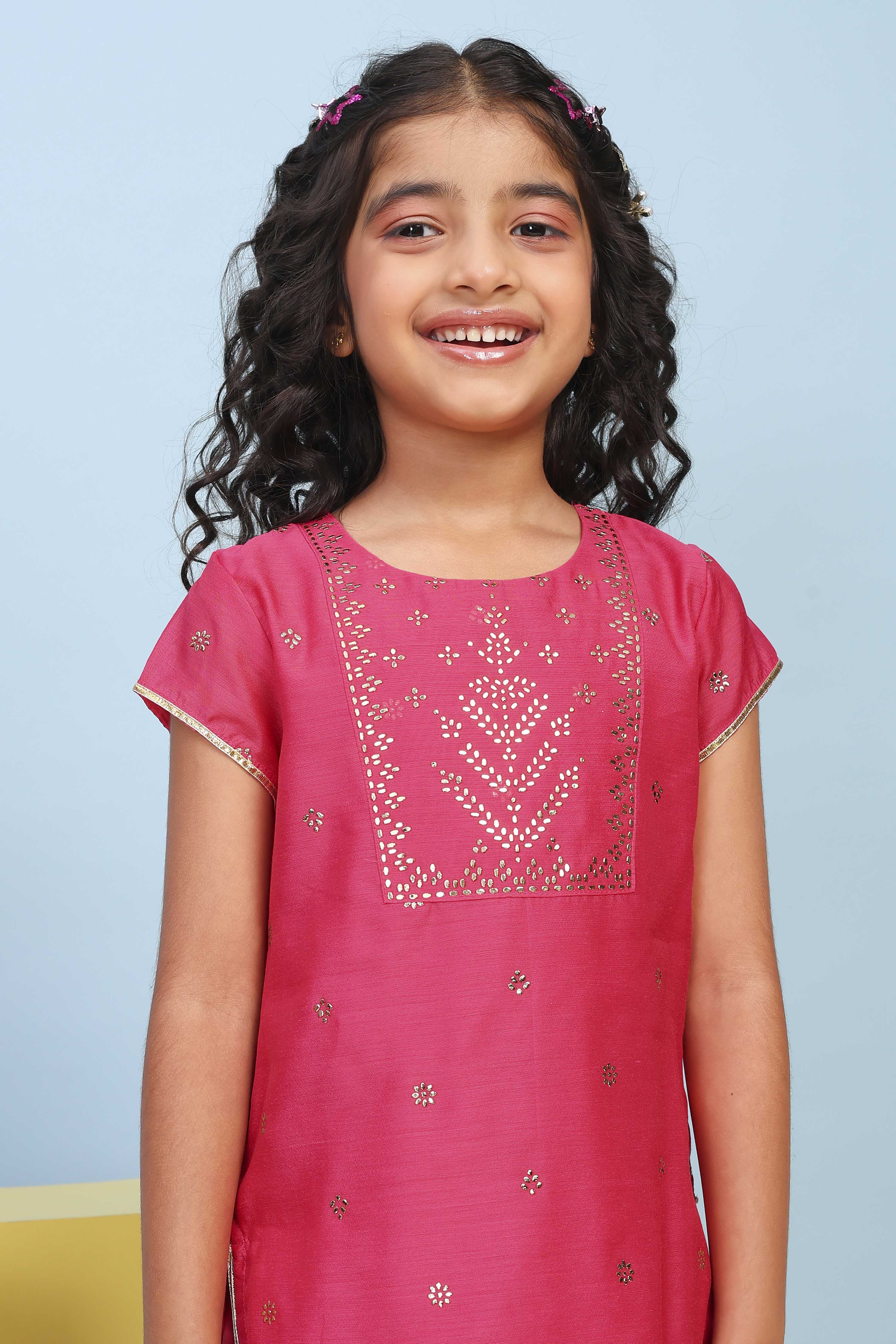 Aqua Polyester Straight Printed Suit Set image number 1