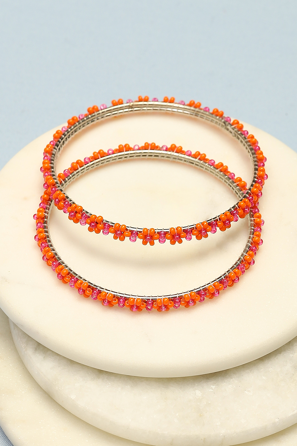 Pink & Orange Metal & Beads Kids Bangles image number 0