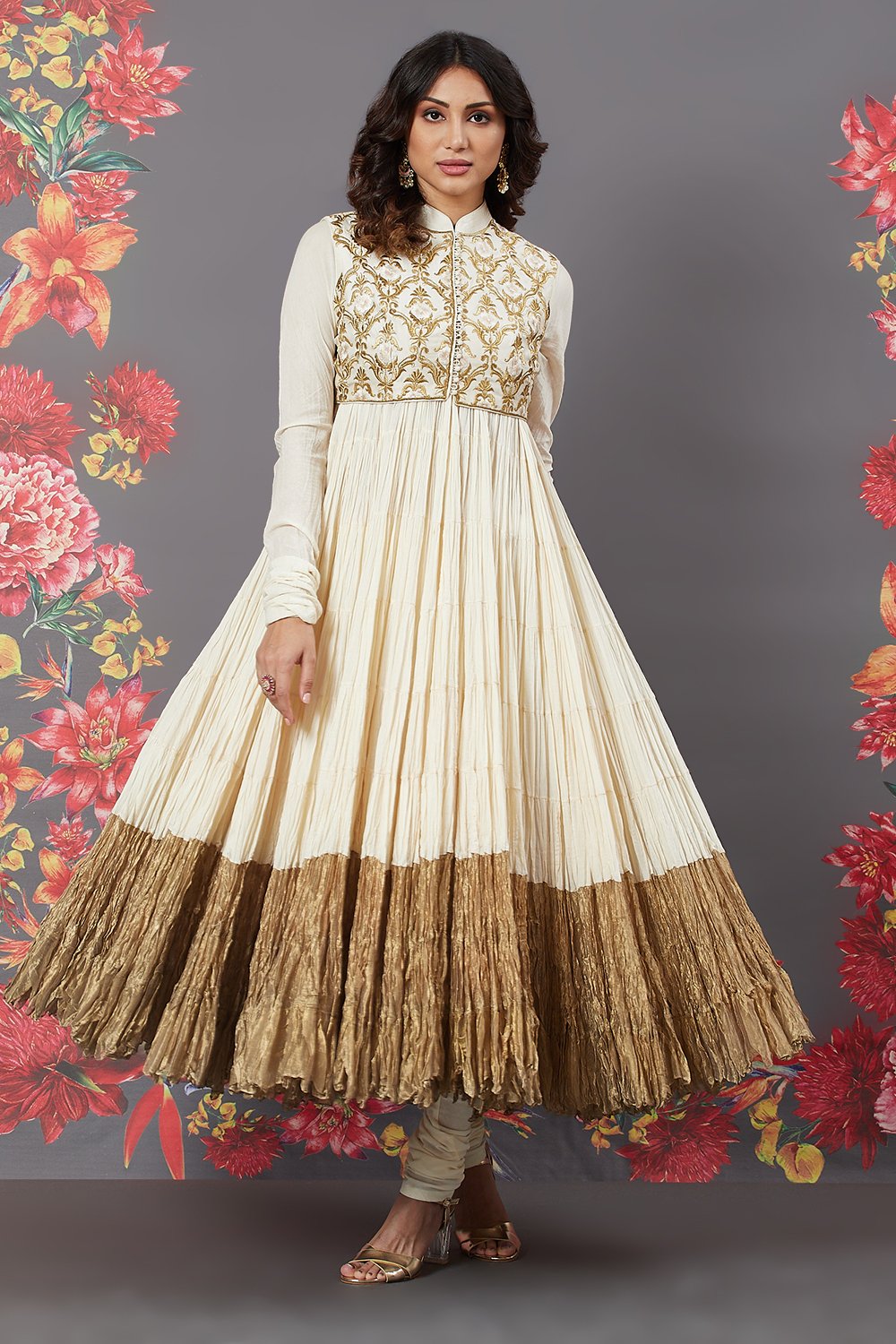Rohit Bal Navy Blue Cotton Anarkali Solid Suit Set image number 0