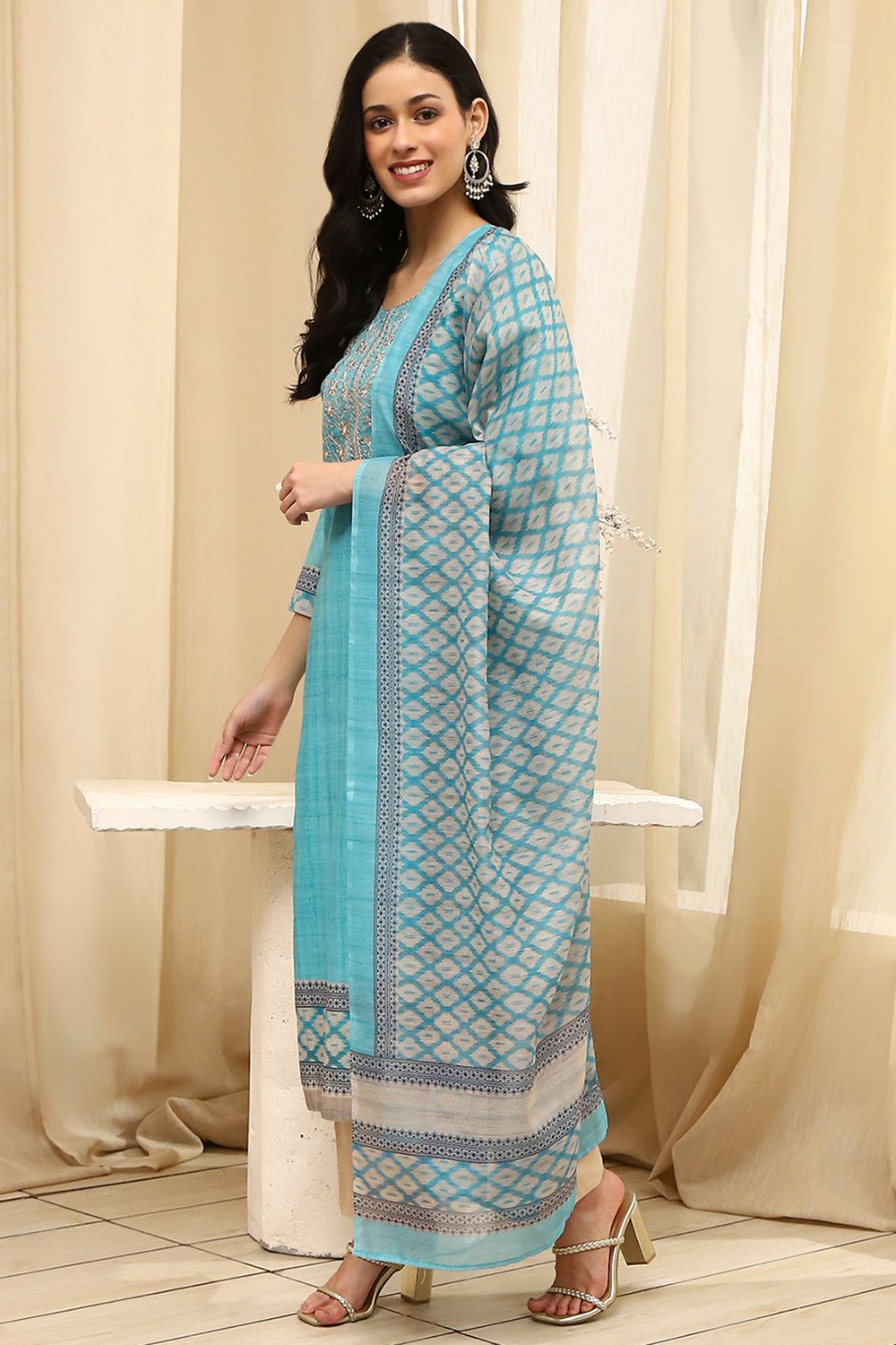 Pink Cotton Machine-Embroidered Unstitched Suit Set image number 4