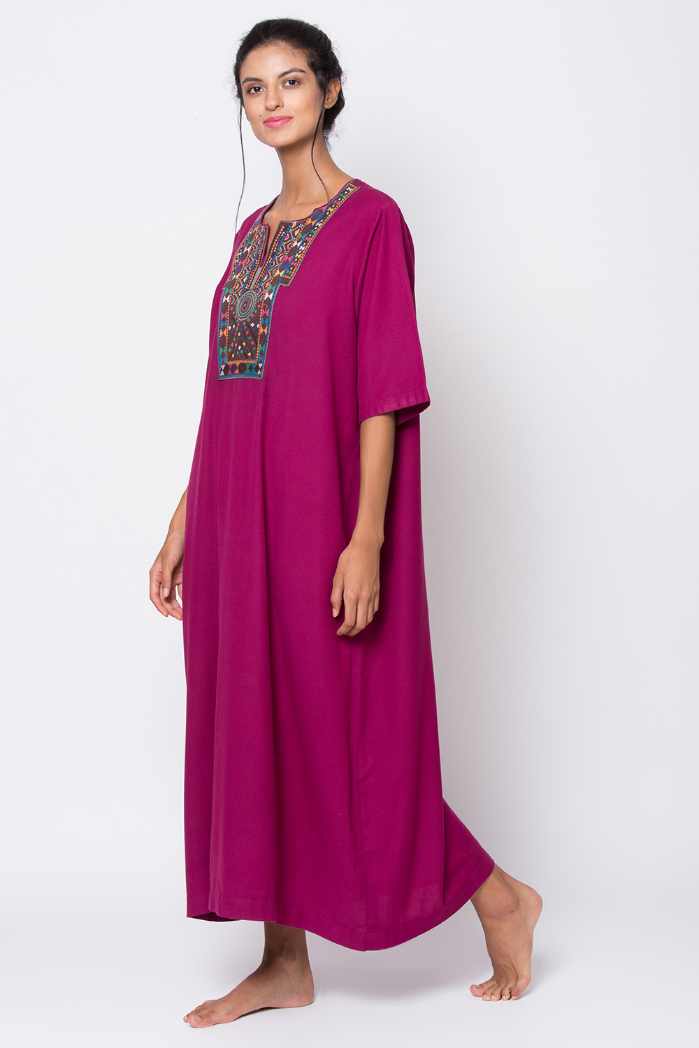Navy Blue A Line Sleepwear Gown image number 3