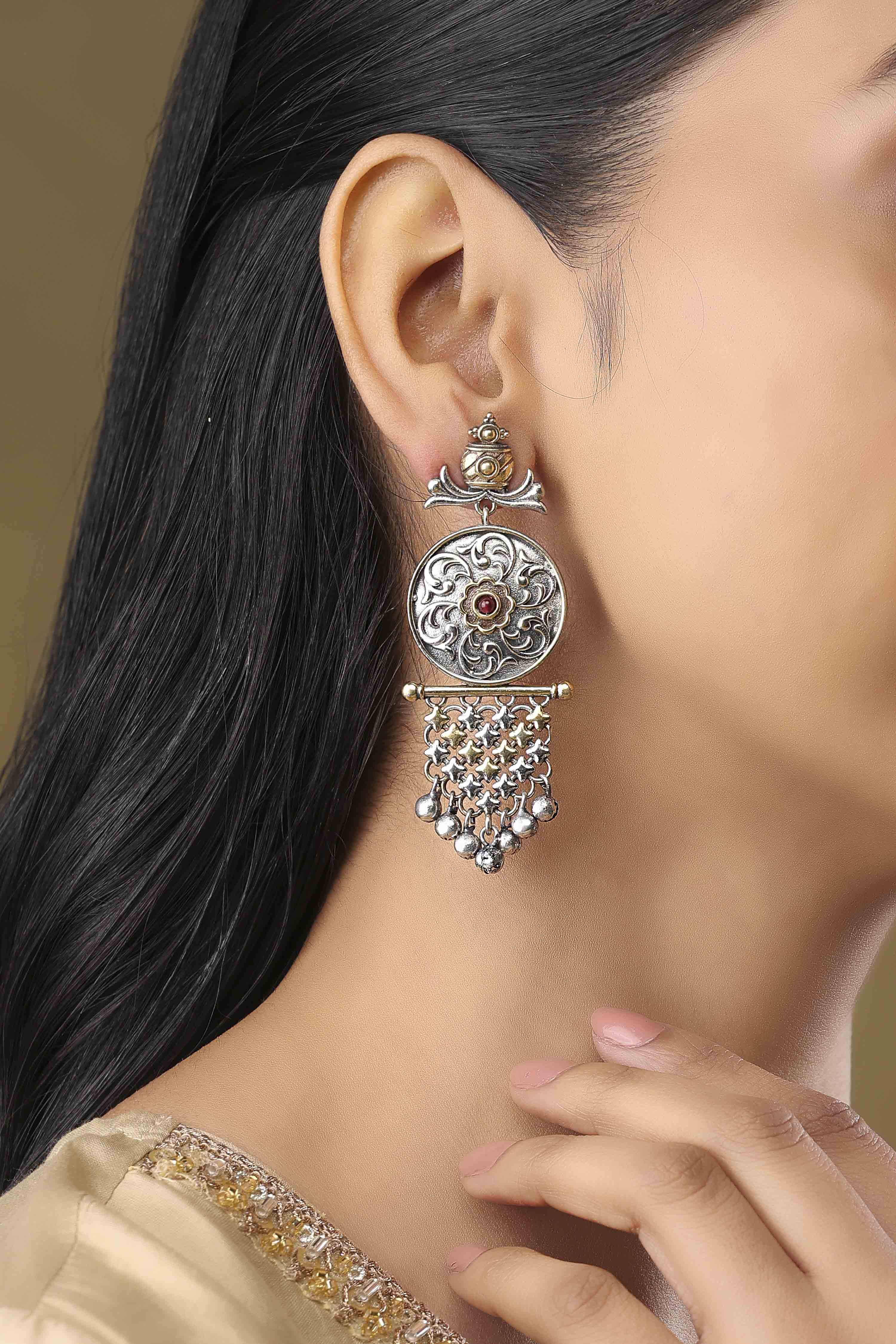 Oxidised Gold Earrings image number 1