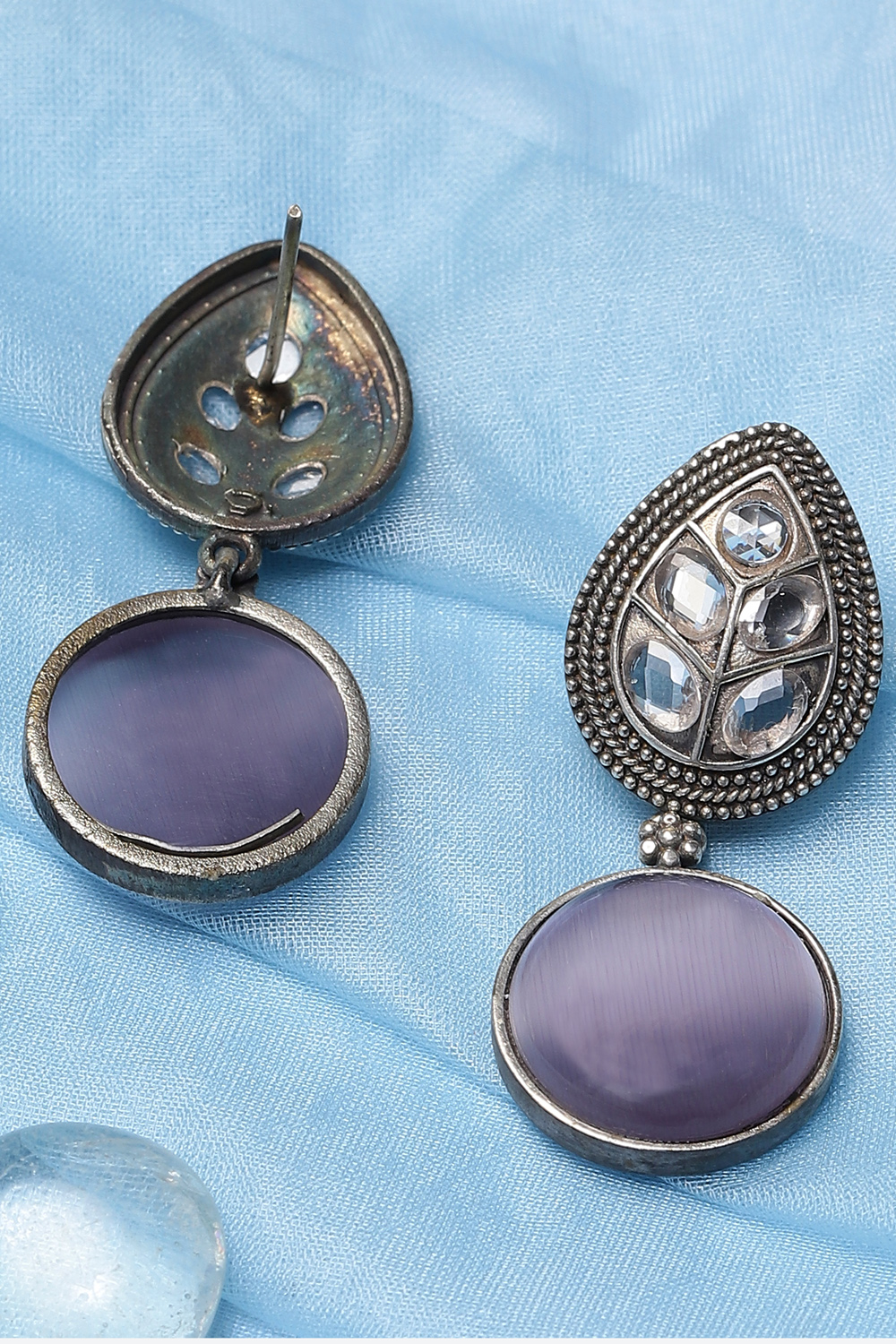 Light Purple Oxidised Earrings image number 2
