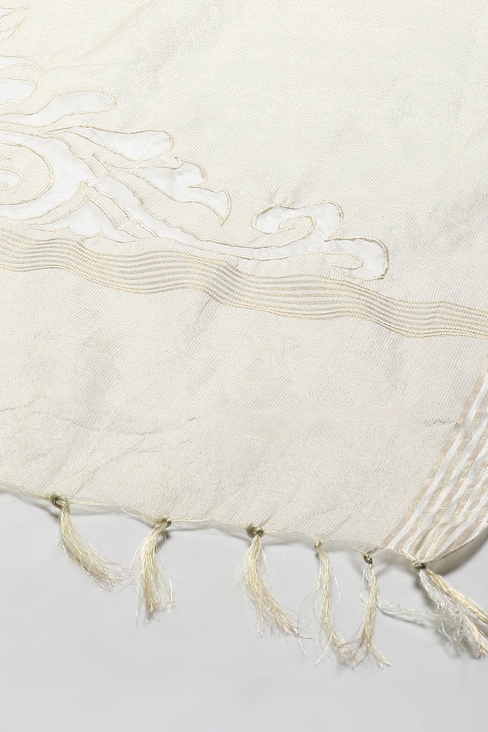 Off White Tissue Unstitched Suit set image number 4