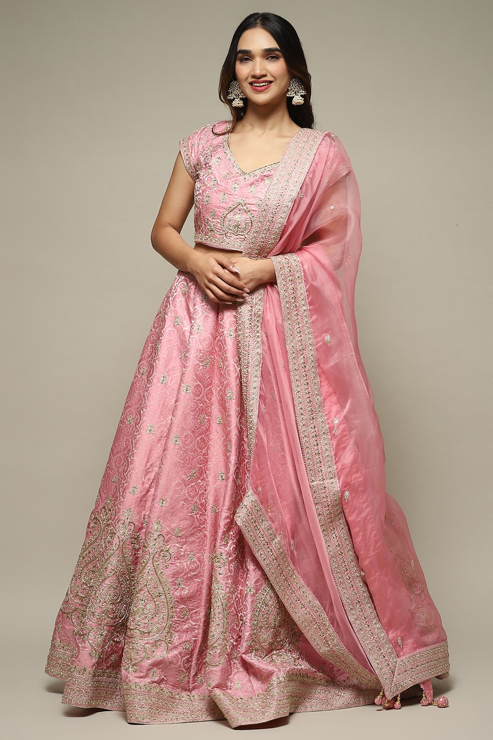 Red Silk Blend Straight Lehenga Set image number 7