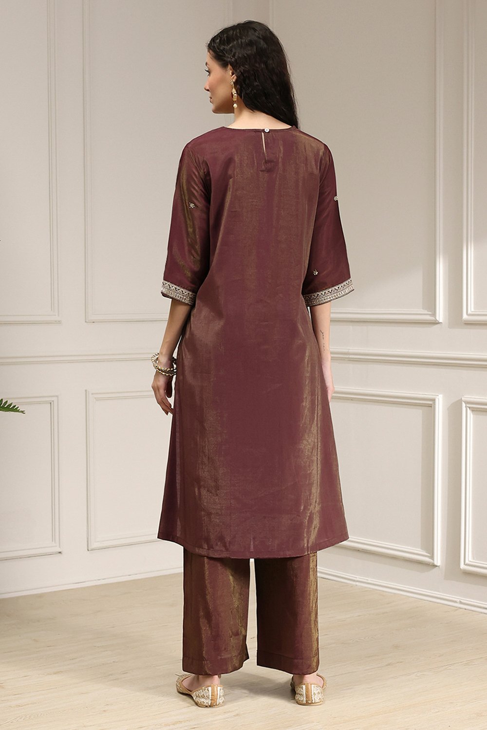 Green Viscose Rayon Straight Solid Suit Set image number 4