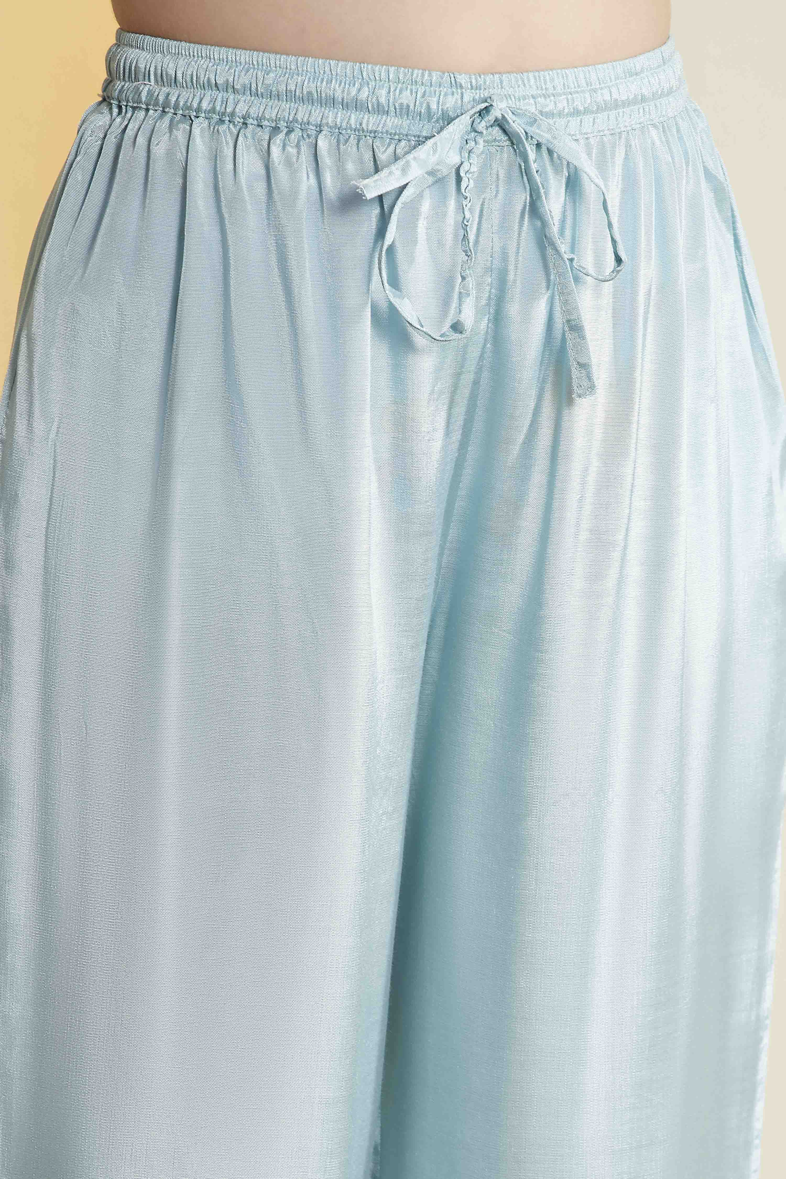 Blue Yarndyed Sequined Kalidar Kurta Set image number 2