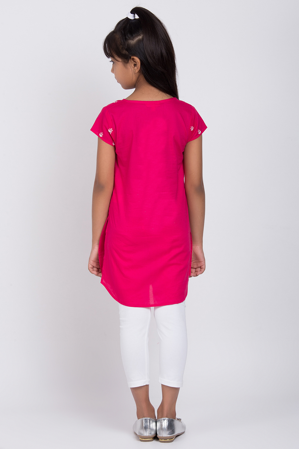 Pink Cotton Solid Kurta Leggings Set image number 4