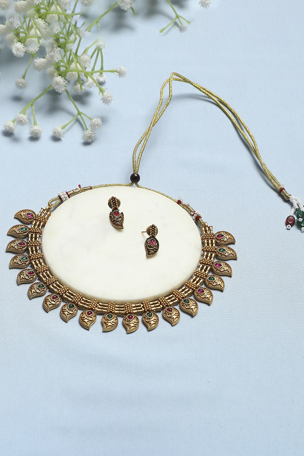 Red Green Alloy Necklace Set image number 0