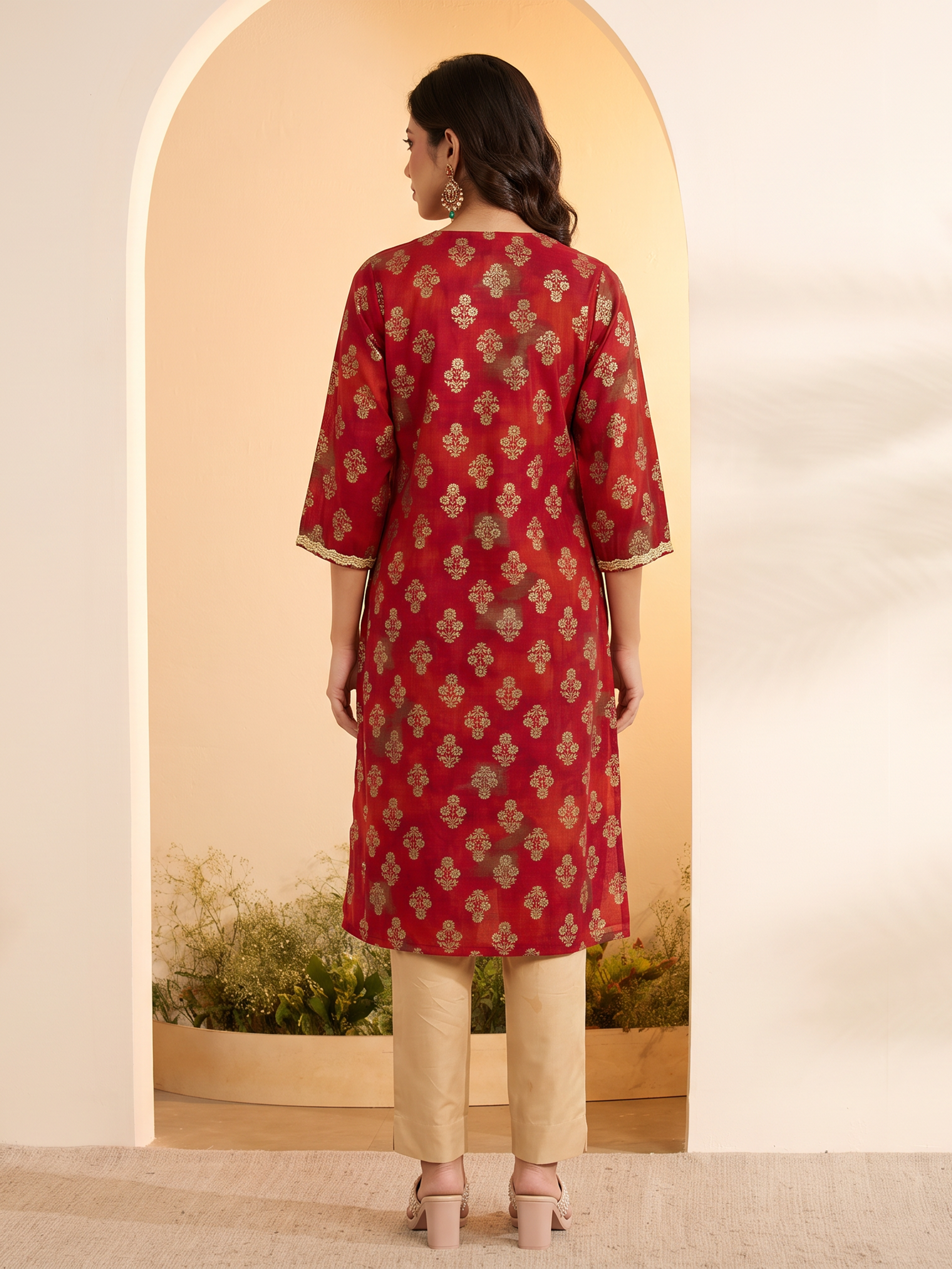 Navy Poly Viscose Straight Kurta image number 6