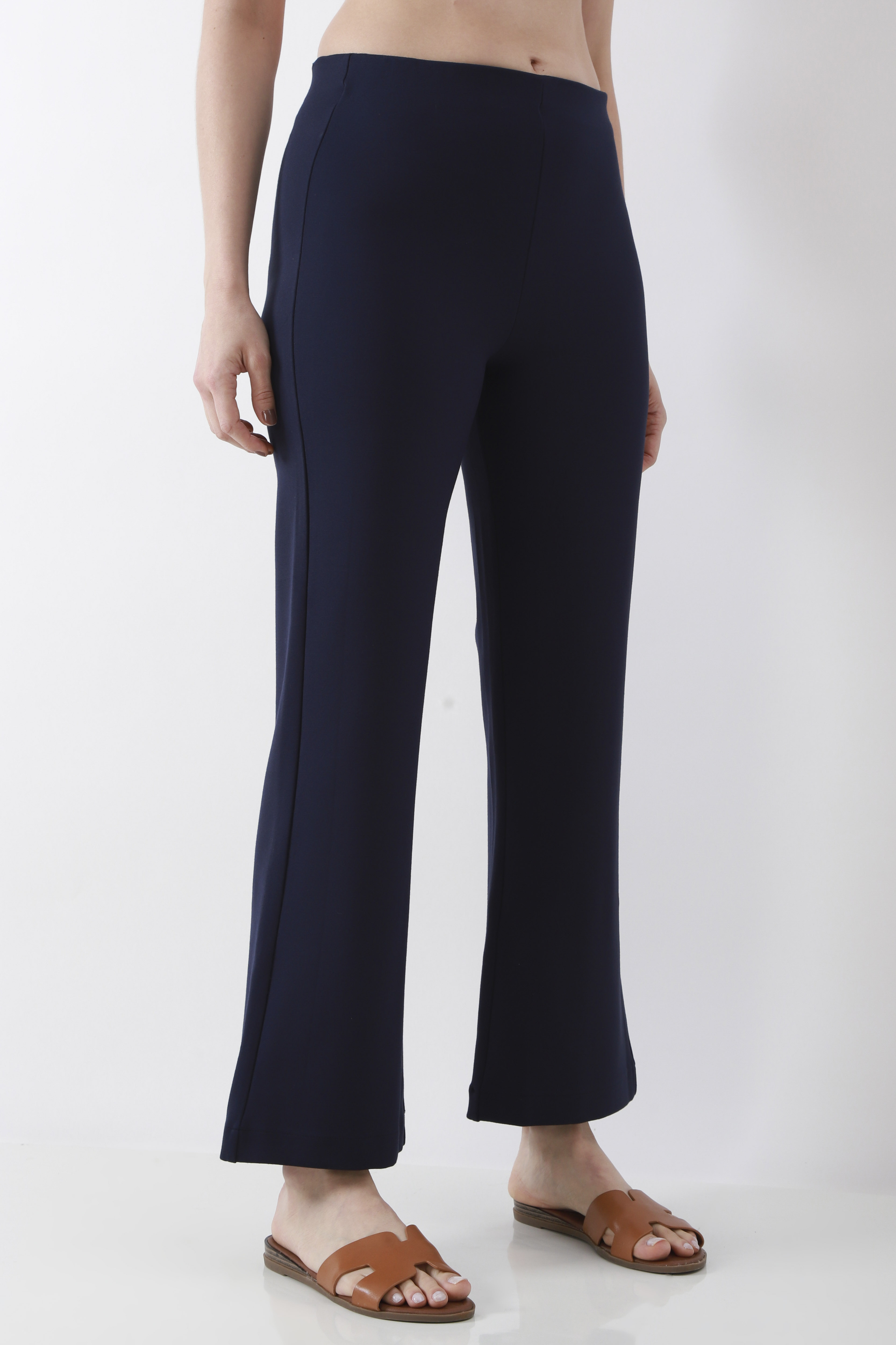 Beige Viscose Blend Flared Pants image number 3