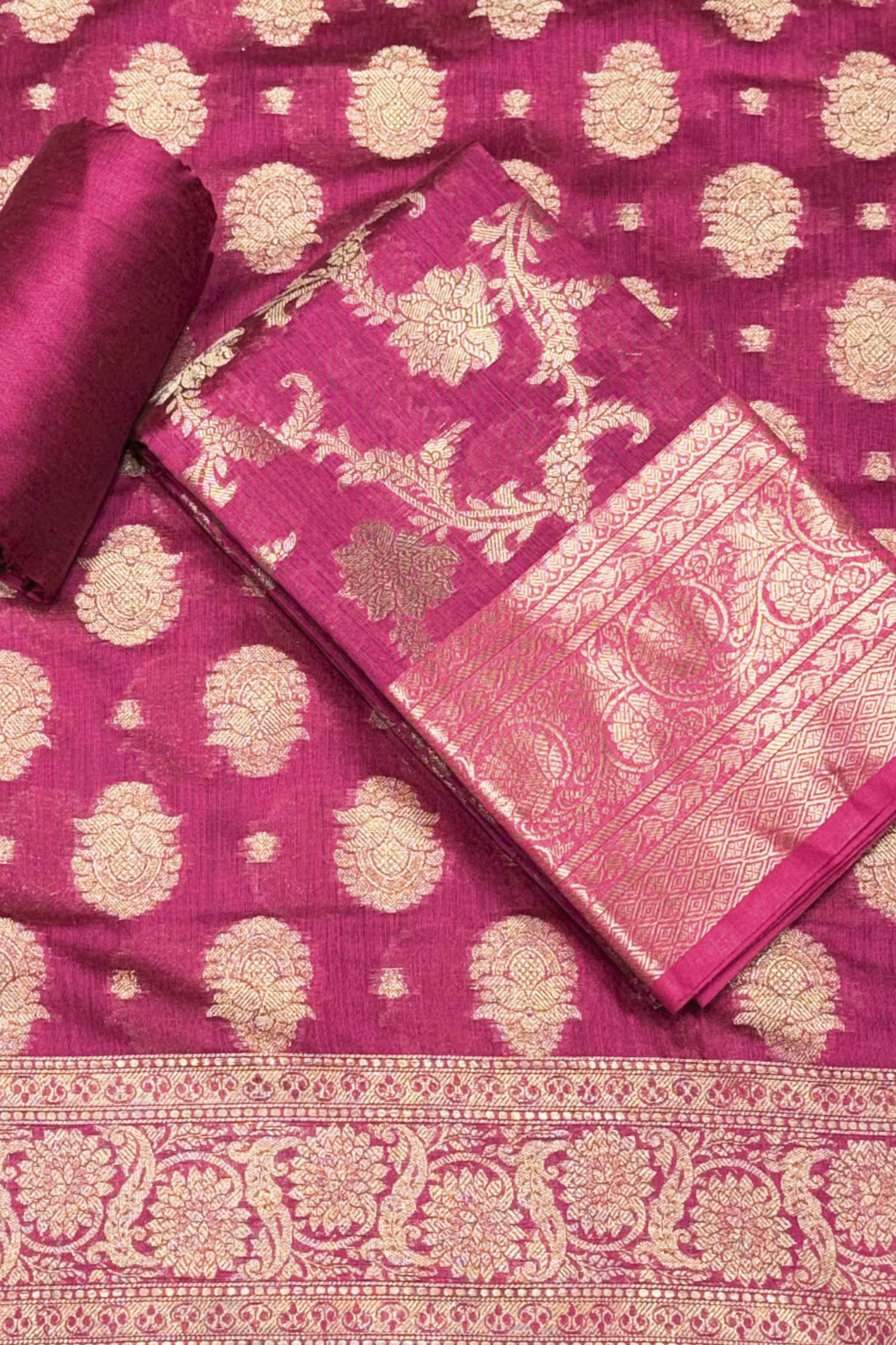 Green Chanderi Silk Printed Unstitched Suit Set image number 0