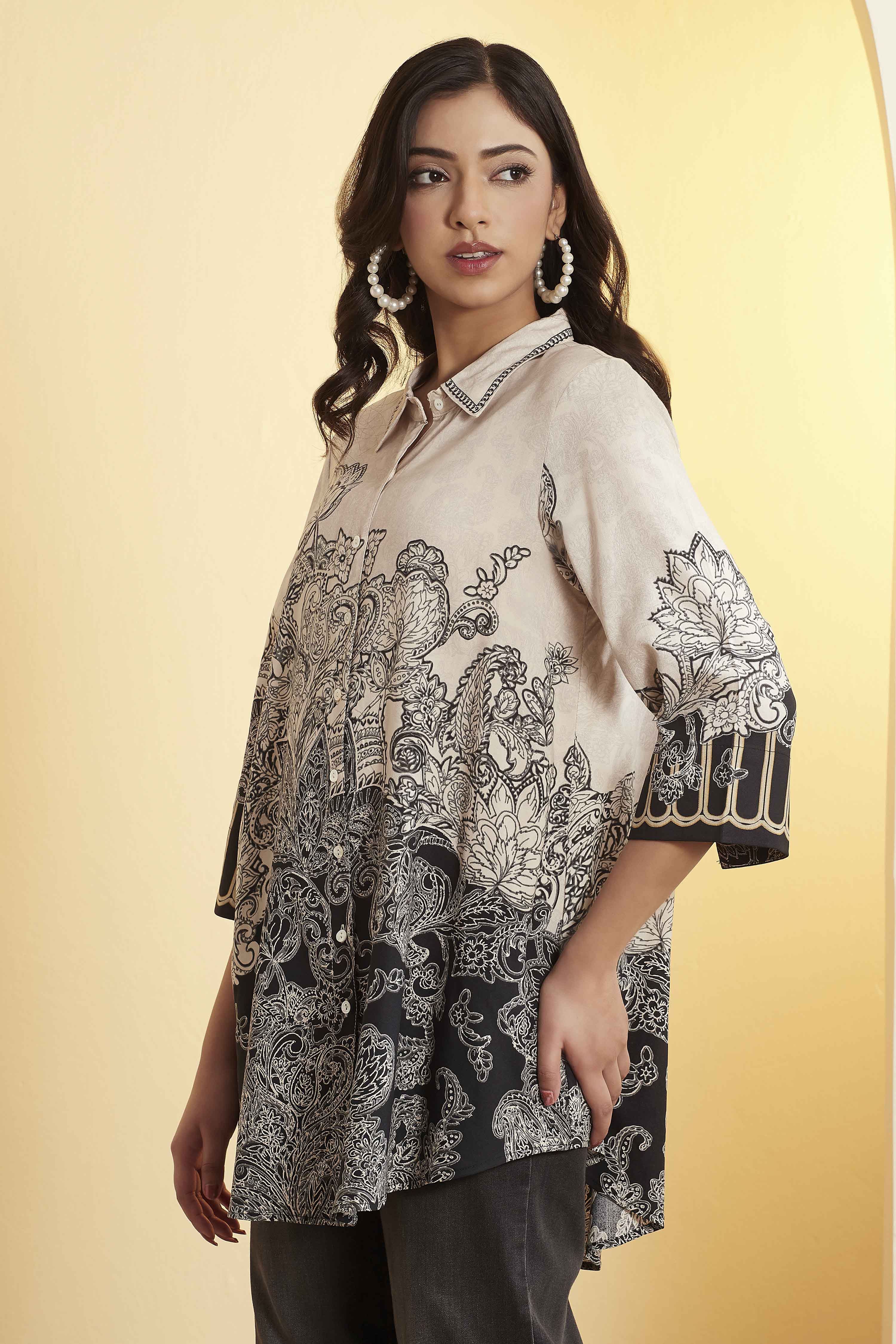 Blue Viscose Rayon Printed Straight Shirt Style Kurta image number 2