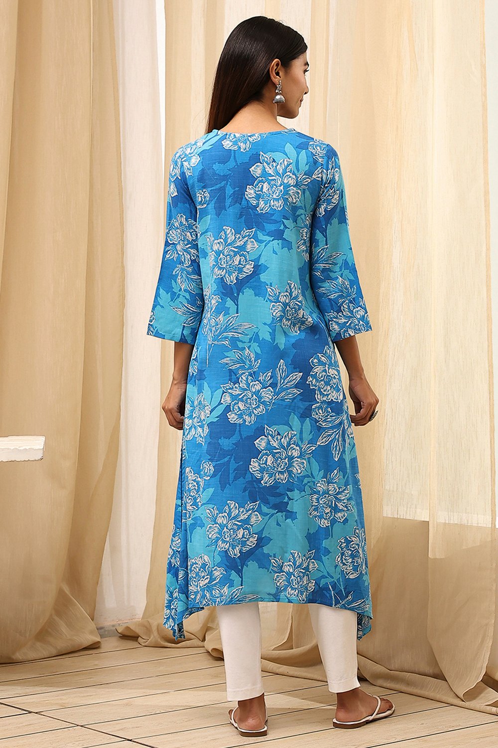 Blue Rayon Viscose  Kurta image number 4