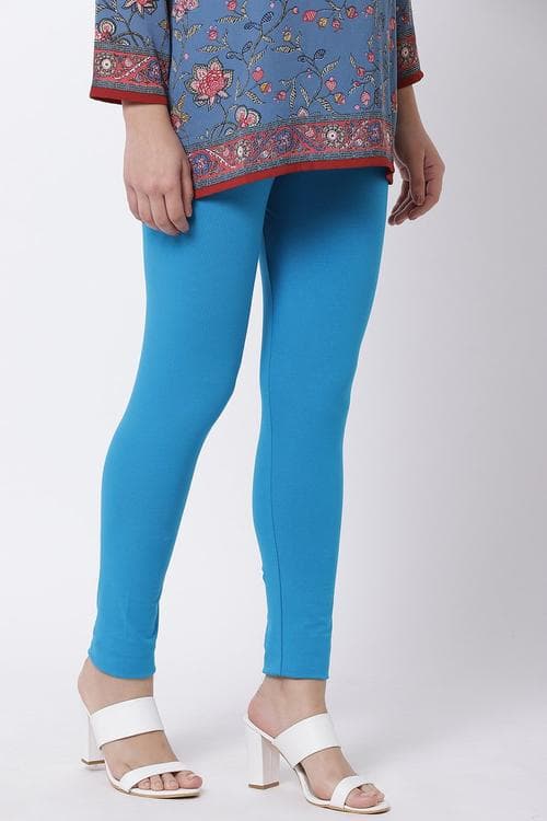 Off White Cotton Lycra Leggings image number 3