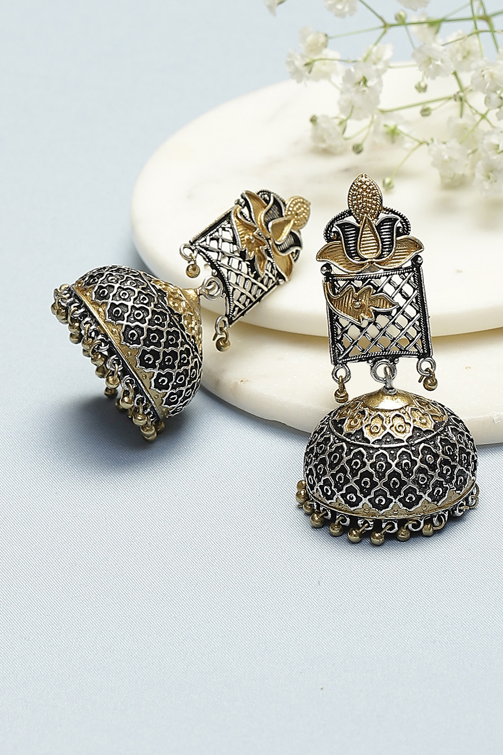 Oxidised Gold Earrings image number 0