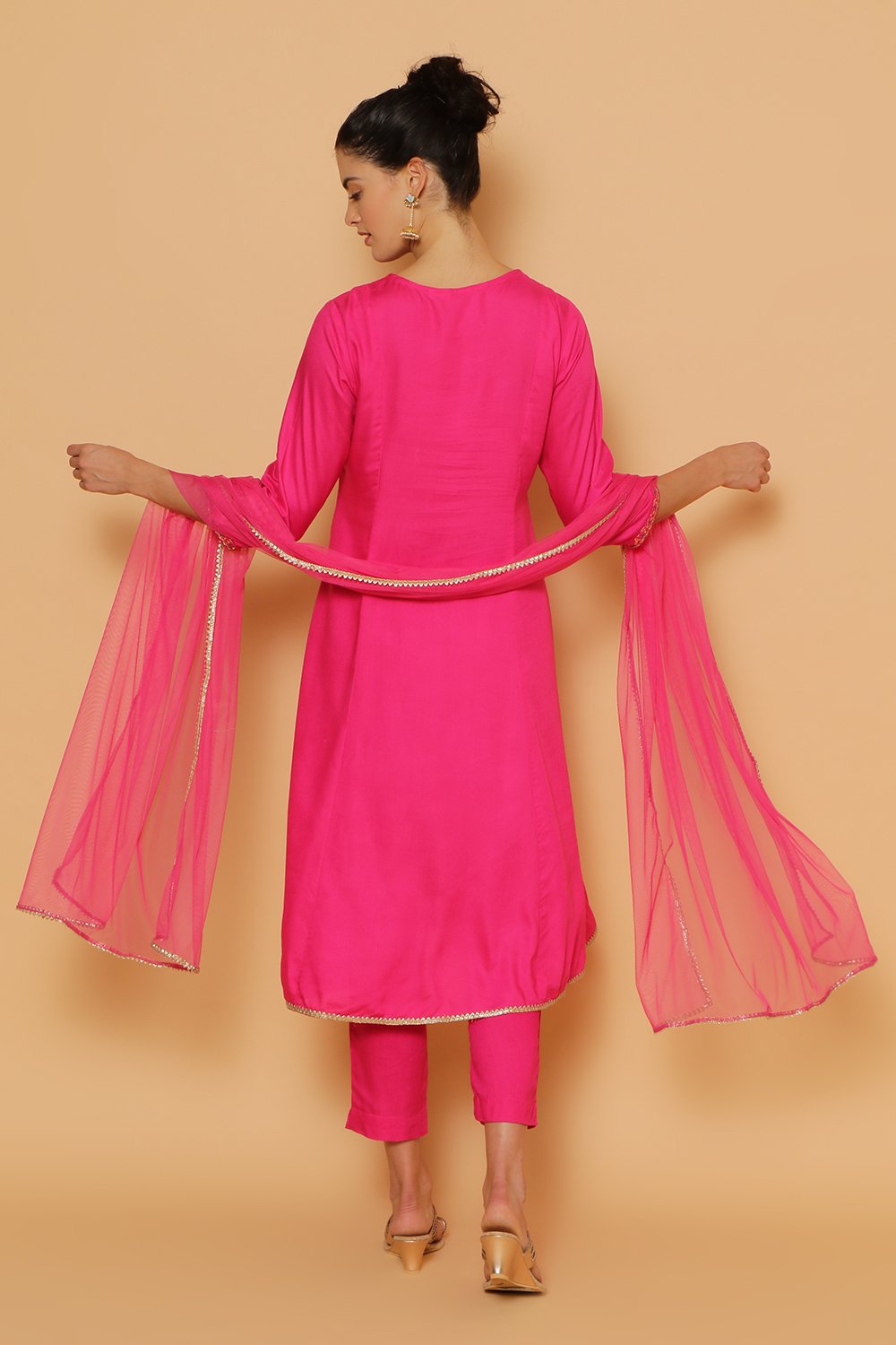 Blue Rayon Kalidar Kurta Slim Pant Suit Set image number 7