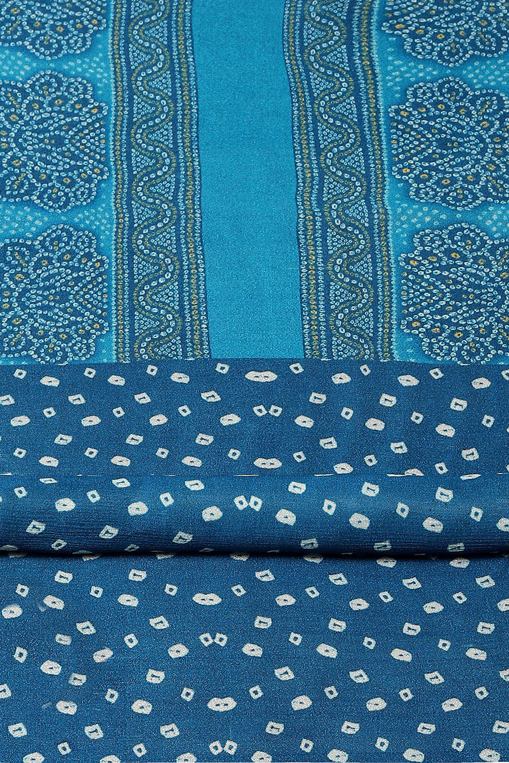 Blue Silk Blend Digital Print Unstitched Suit Set image number 3