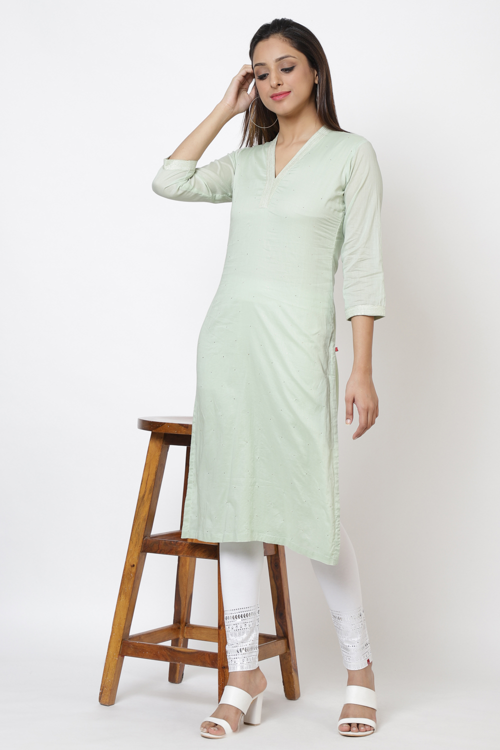 Ivory Cotton Straight Yarndyed Kurta image number 0