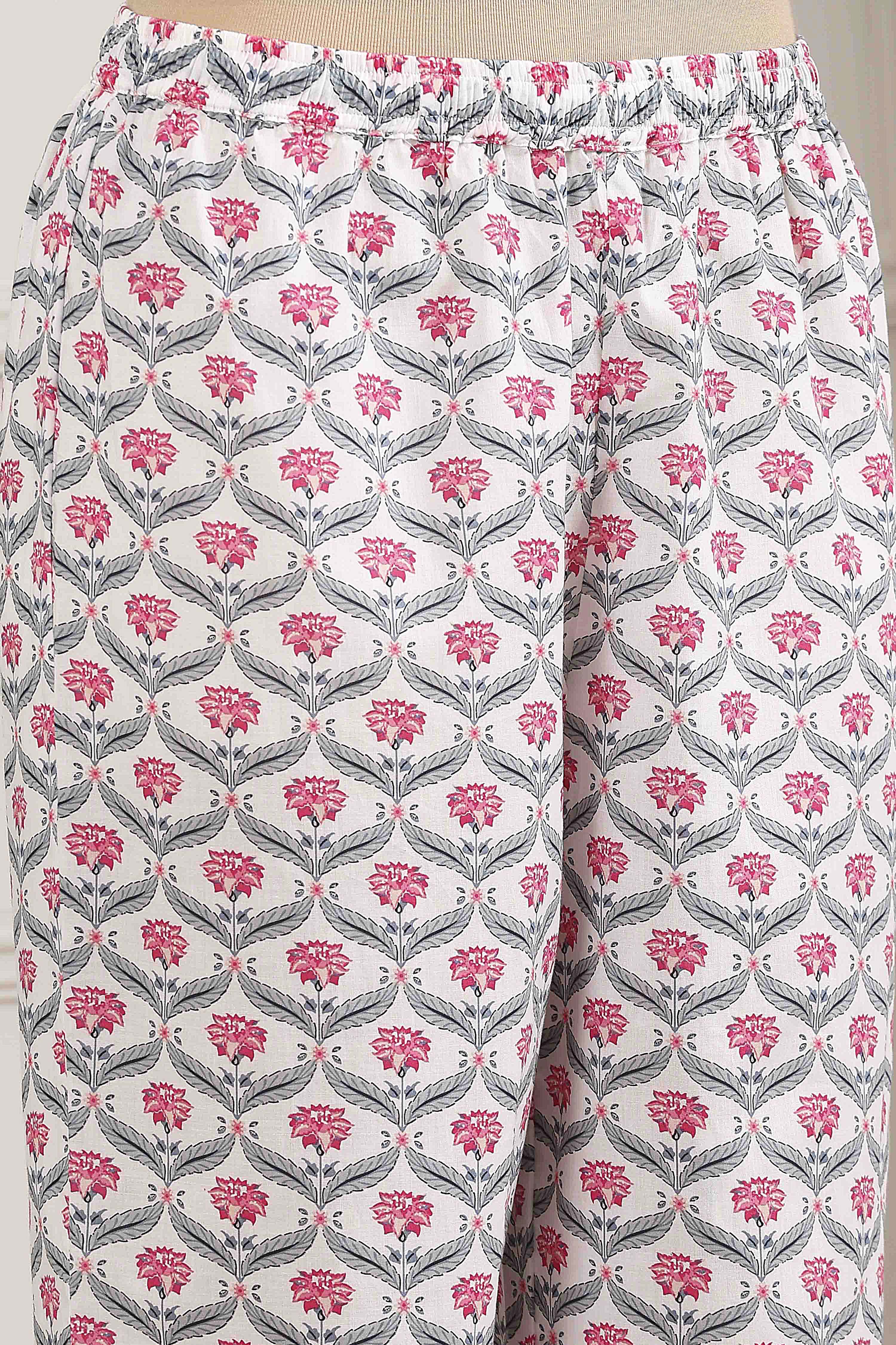 Grey Cotton Printed Straight Suit Set image number 2
